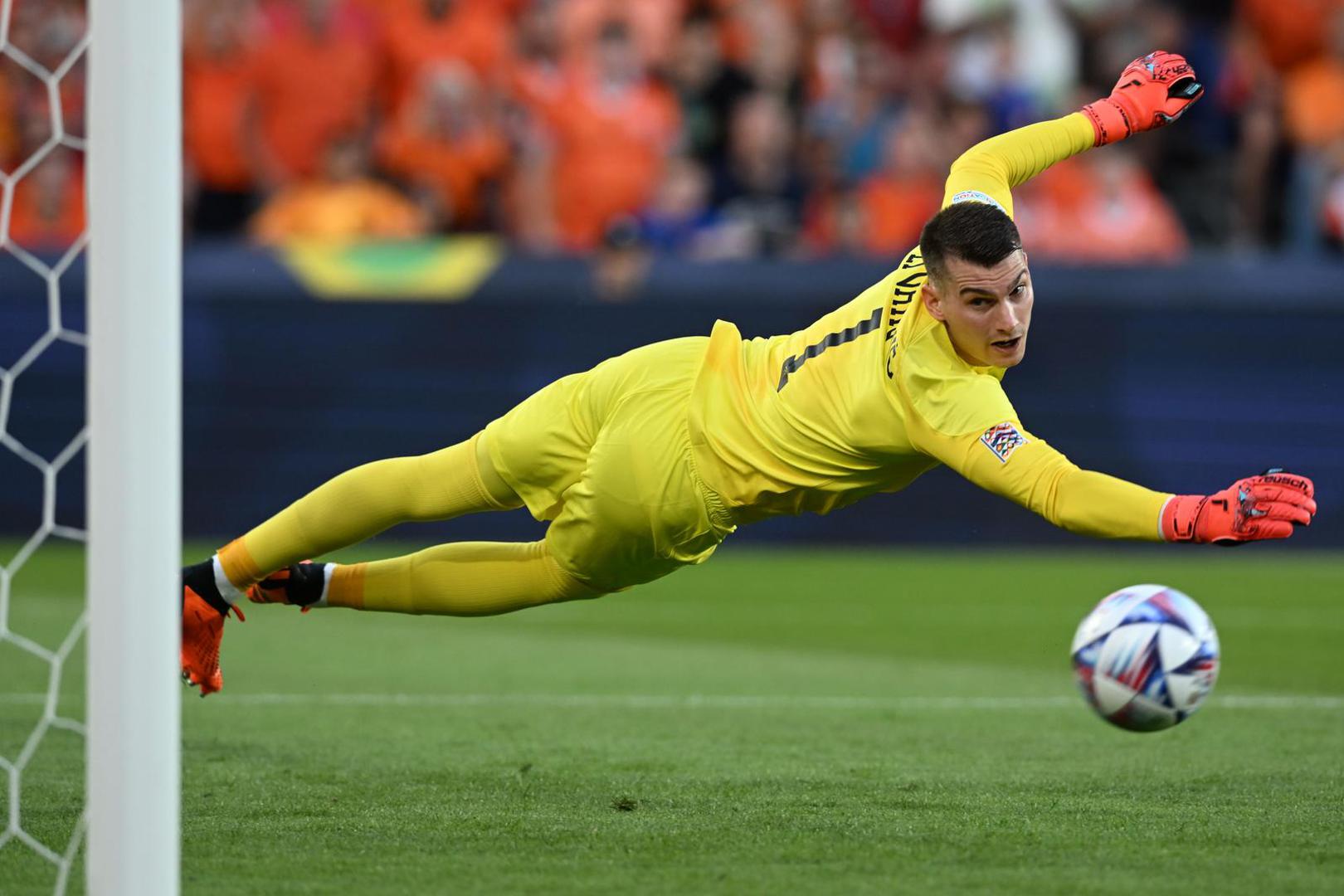 14.06.2023., stadion Feyenoord "De Kuip", Rotterdam, Nizozemska - UEFA Liga Nacija, polufinale, Nizozemska - Hrvatska. Dominik Livakovic Photo: Marko Lukunic/PIXSELL