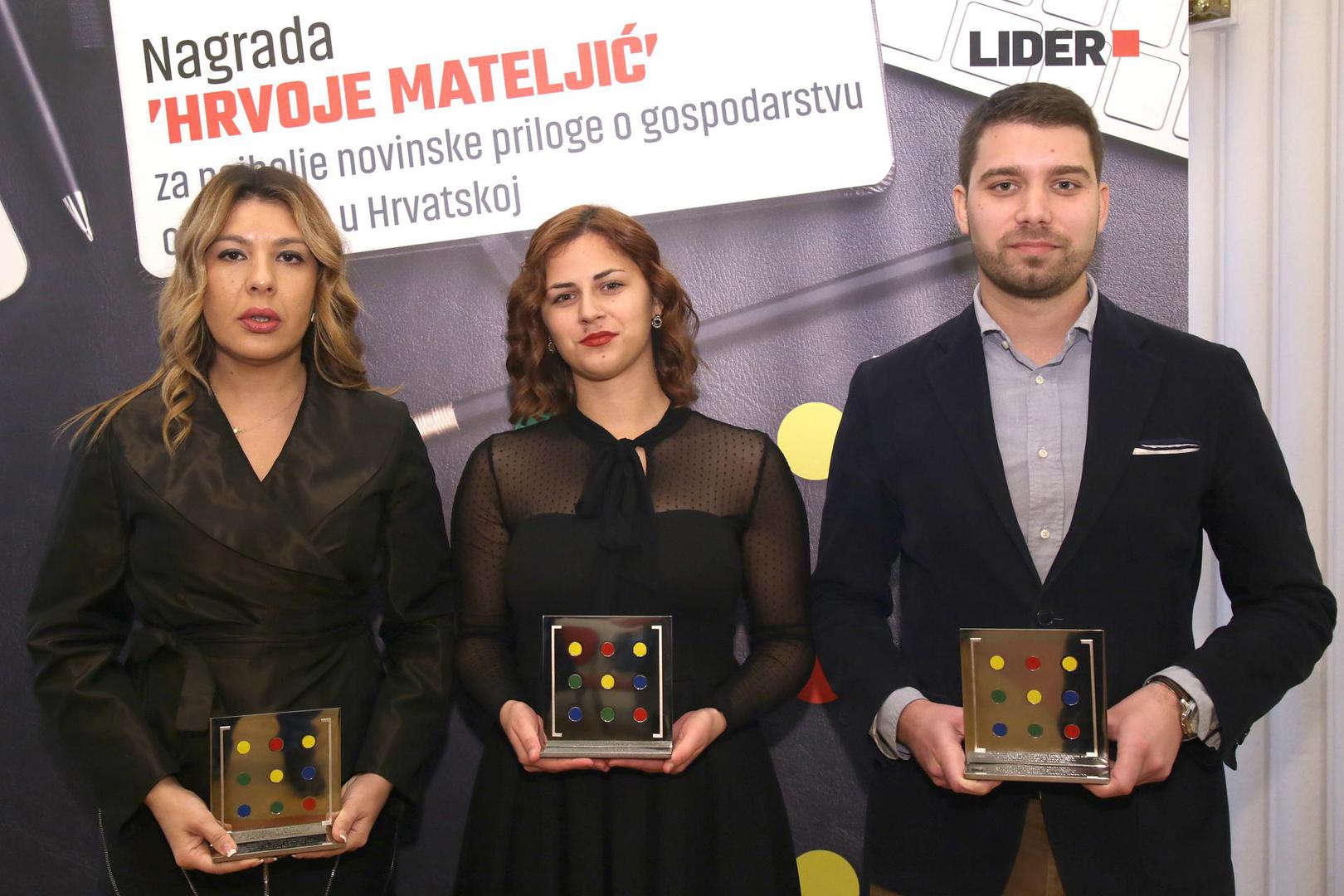 Nagrada Hrvoje Mateljić 2019, Marina Šunjerga, Lucija Špiljak, Kristian Došen. Fotografirao Ratko Mavar