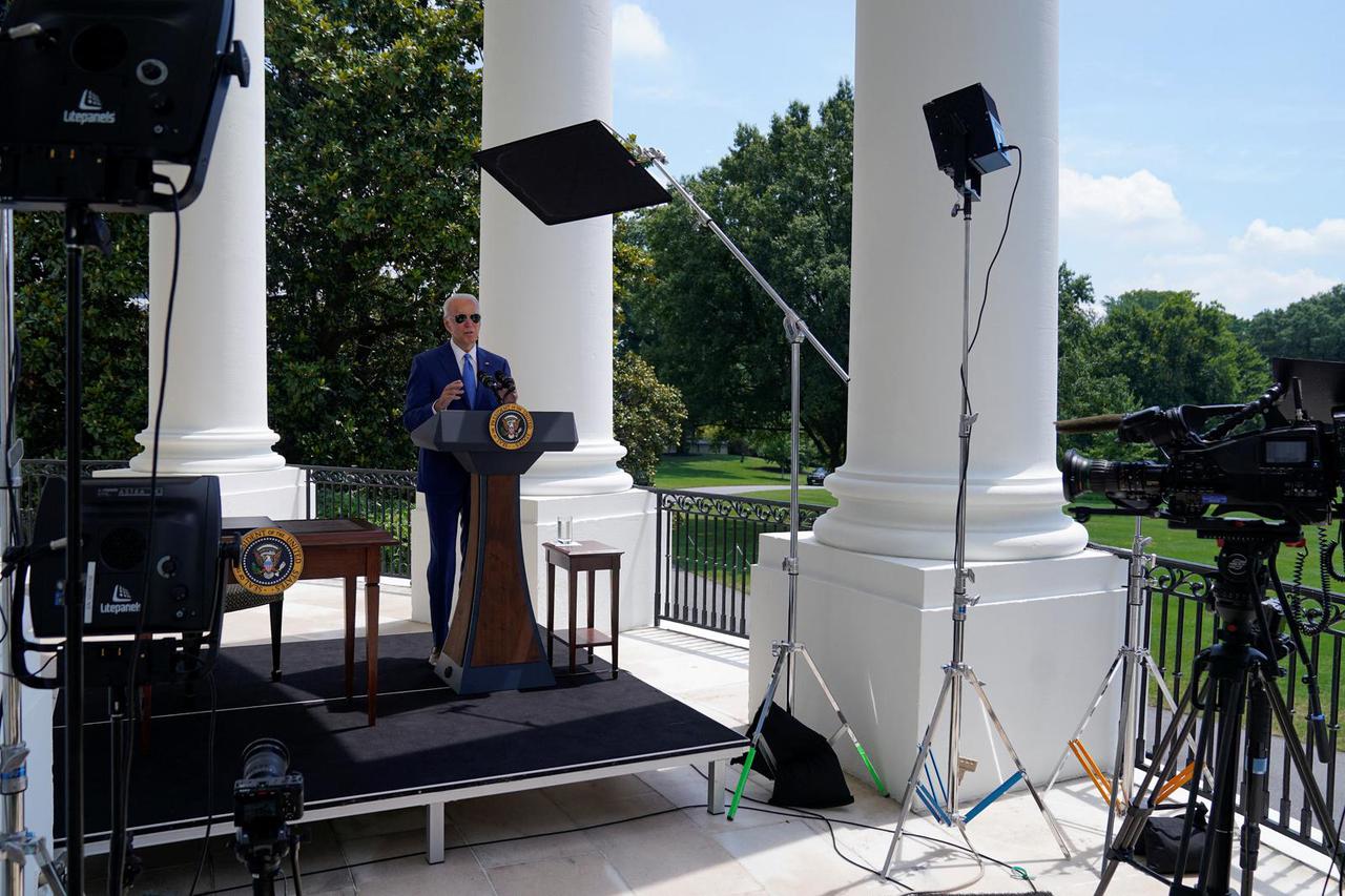 President Joe Biden speaks before signing two bills aimed at combating fraud in the COVID-19 small business relief programs in Washington