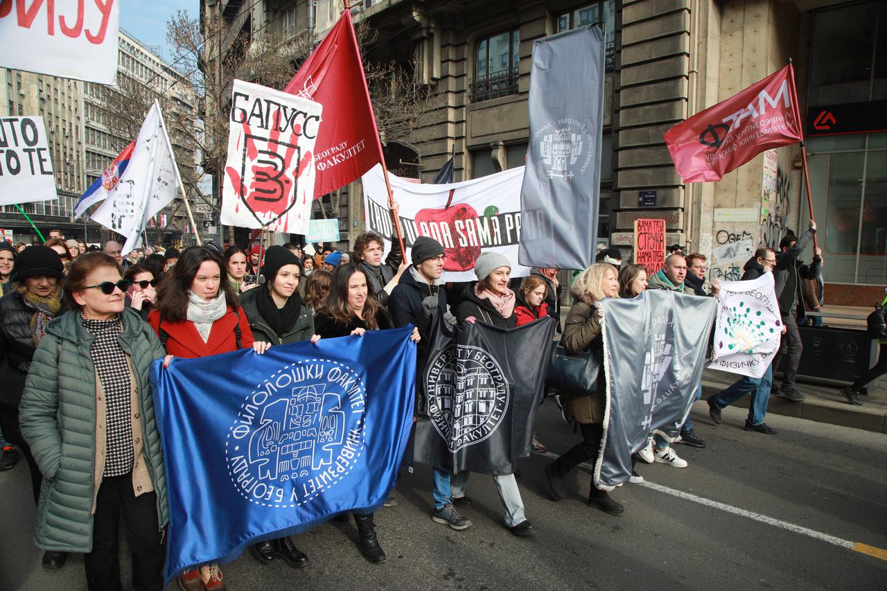 Beograd: Ispred Ministarstva prosvjete održan prosvjed u organizaciji više fakulteta Sveučilište u Beogradu