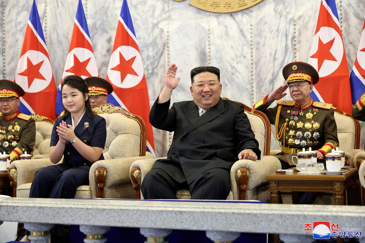 The civil defense military parade commemorating the 75th anniversary of the founding of the Democratic People's Republic of Korea is held in Pyongyang