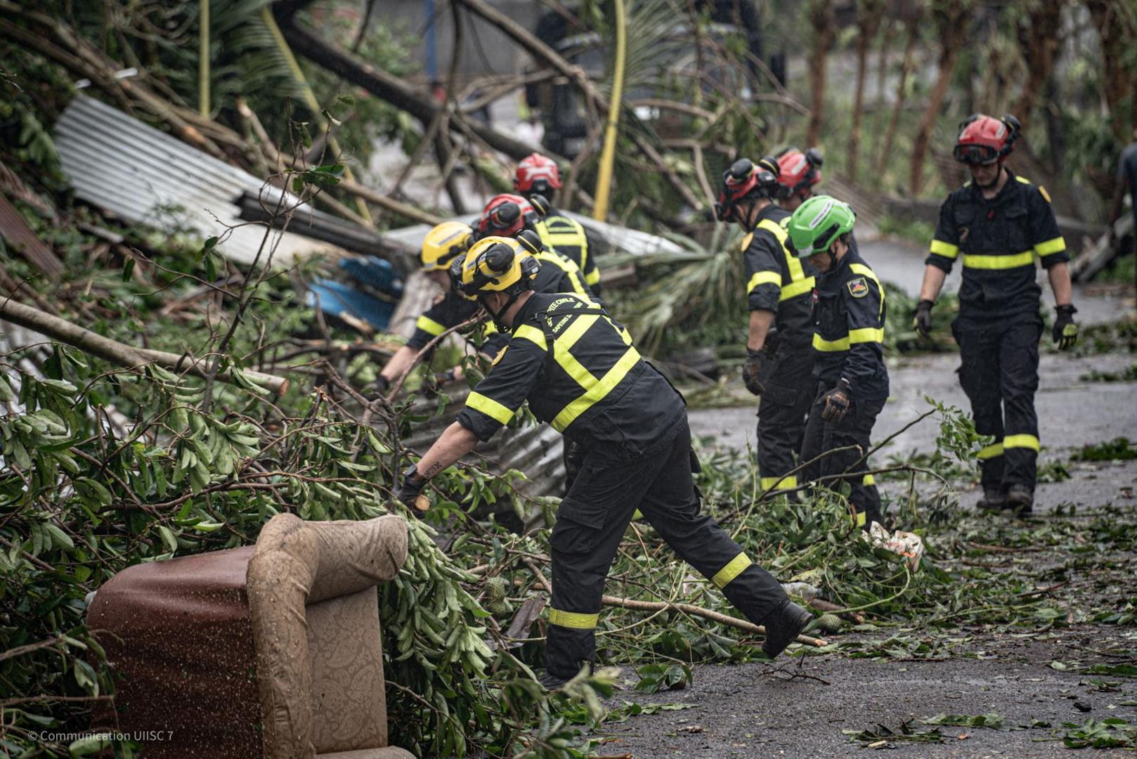 Rescue workers operate in storm-hit Mayotte, France, in this handout image obtained by Reuters on December 16, 2024. UIISC7/Securite Civile/Handout via REUTERS    THIS IMAGE HAS BEEN SUPPLIED BY A THIRD PARTY. NO RESALES. NO ARCHIVES Photo: UIISC7/Securite Civile/REUTERS