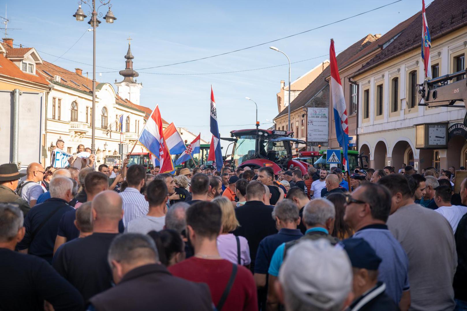 29.10.2023., Vinkovci - Prosvjed svinjogojaca u Vinkovcima zbog africke svinjske kuge. Photo: Borna Jaksic/PIXSELL