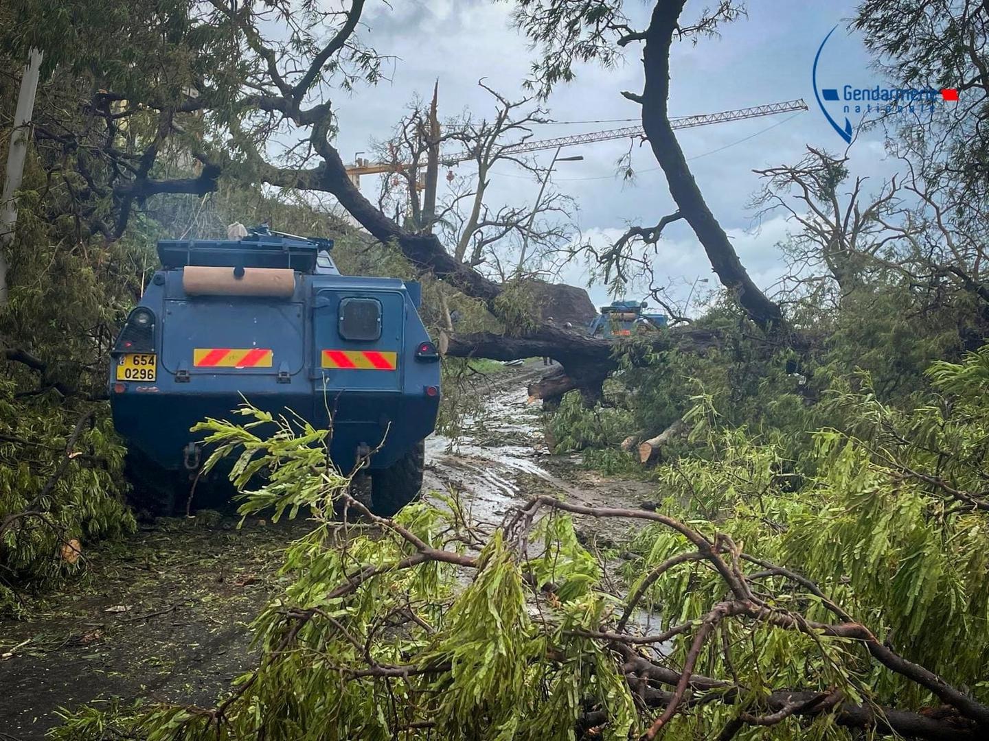 French Gendarmerie forces cross a damaged area in the aftermath of Cyclone Chido, in Mayotte, France December 15, 2024. Gendarmerie Nationale/Handout via REUTERS    THIS IMAGE HAS BEEN SUPPLIED BY A THIRD PARTY. NO RESALES. NO ARCHIVES. WATERMARK FROM SOURCE. Photo: GENDARMERIE NATIONALE/REUTERS