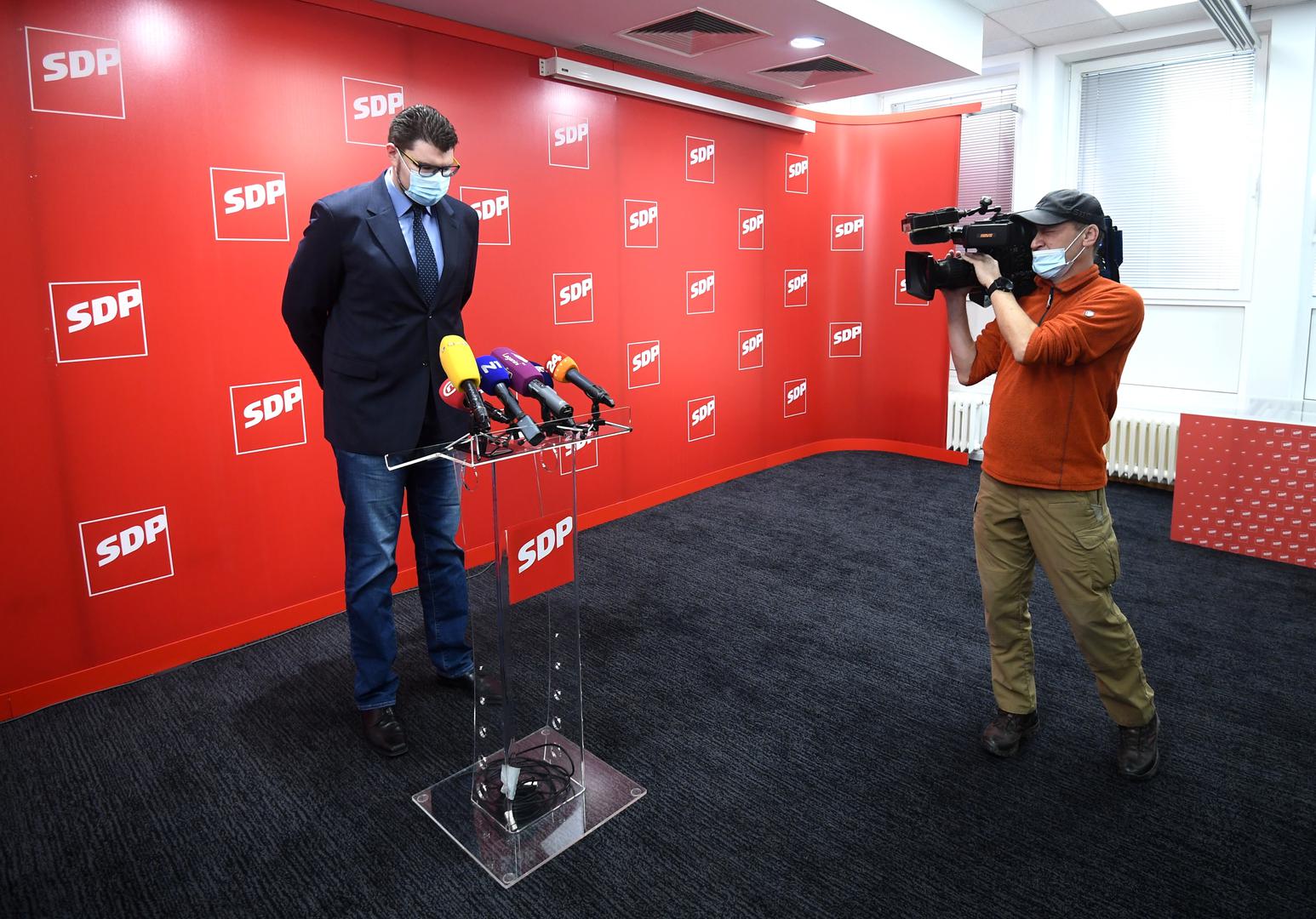 23.02.2021., Zagreb - Konferencija za medije SDP-a o alarmantnom stanju u hrvatskoj poljoprivredi. Pedja Grbin. Photo: Marko Lukunic/PIXSELL