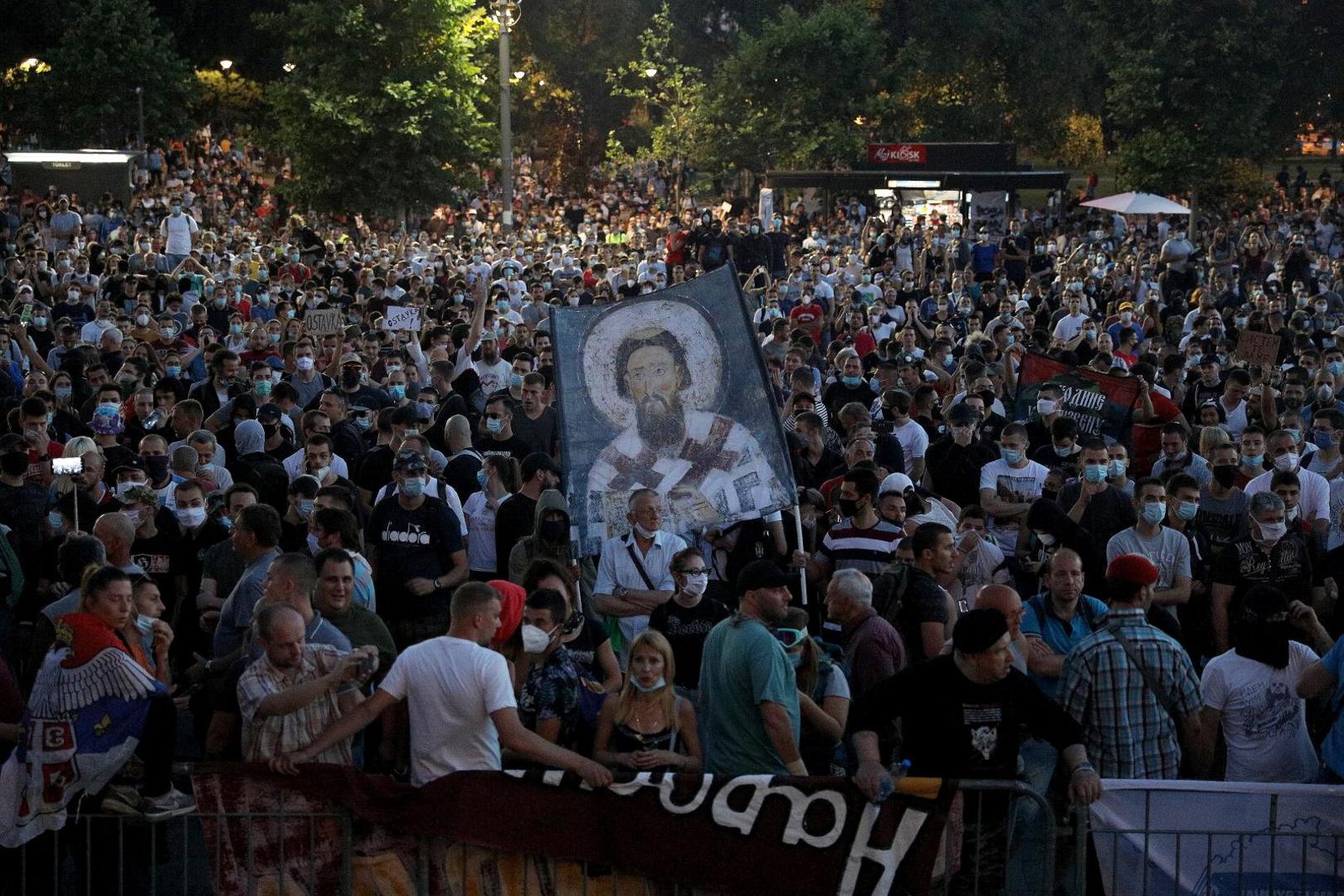 10, July, 2020, Belgrade - Protest of citizens in front of the Assembly of Serbia. . Photo: Stefan Tomasevic/ATAImages

10, jul, 2020, Beograd - Protest gradjana ispred Skupstine Srbije. . Photo: Stefan Tomasevic/ATAImages