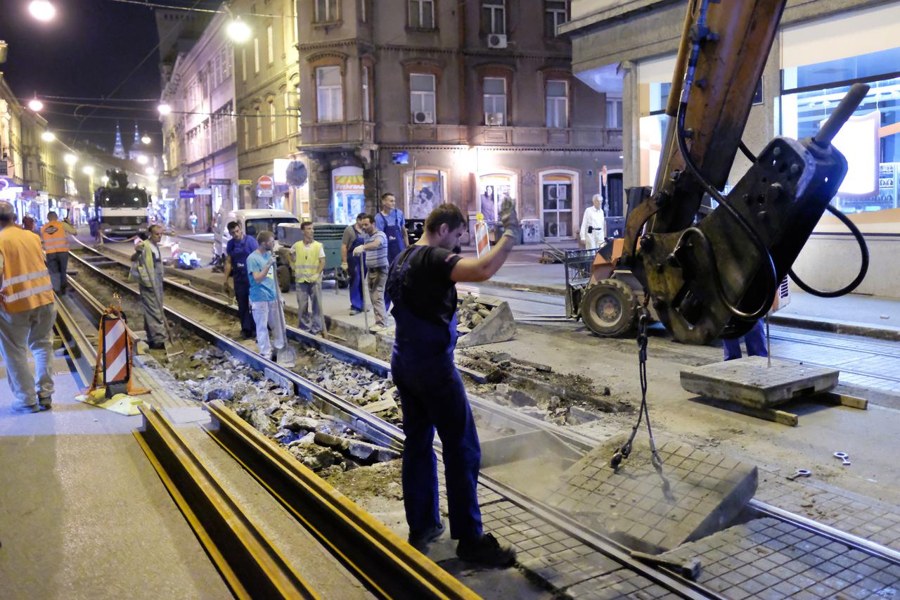 Zagreb: Noćni radovi na uređivanju Ilice od Britanskog trga do Frankopanske ulice