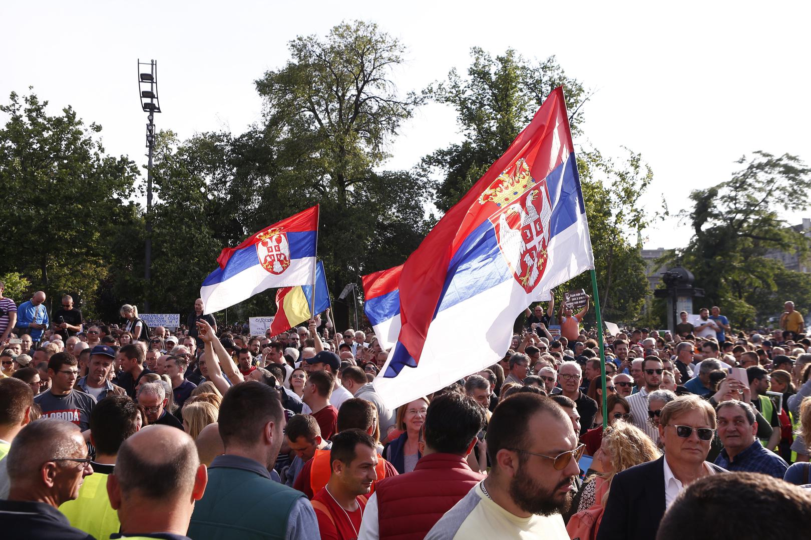 03, June, 2023, Belgrade -  In front of the House of the National Assembly, the fifth protest called "Serbia against violence" started, organized by a part of the pro-European opposition parties. Photo: Amir Hamzagic/ATAImages

03, jun, 2023, Beograd - Ispred Doma narodne skupstine poceo je peti protest pod nazivom "Srbija protiv nasilja" u organizaciji dela proevropskih opozicionih stranaka. Photo: Amir Hamzagic/ATAImages Photo: Amir Hamzagic/ATA Images/PIXSELL