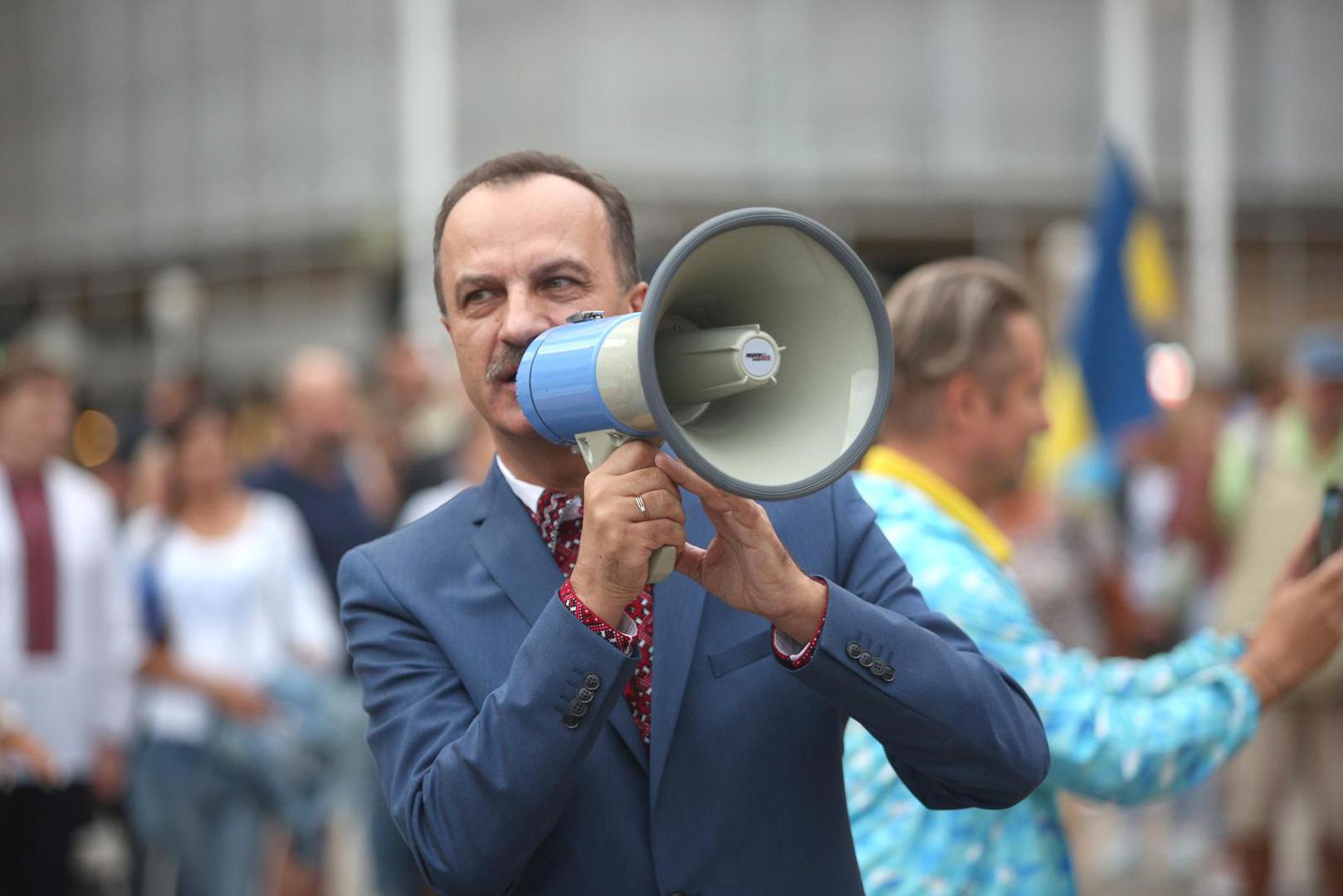 23.08.2022., Zagreb - Na Trgu bana jelacica odrzan Ukrajinski hod uz transparente i pjesmu protiv rata u Ukrajini. Photo: Lovro Domitrovic/PIXSELL