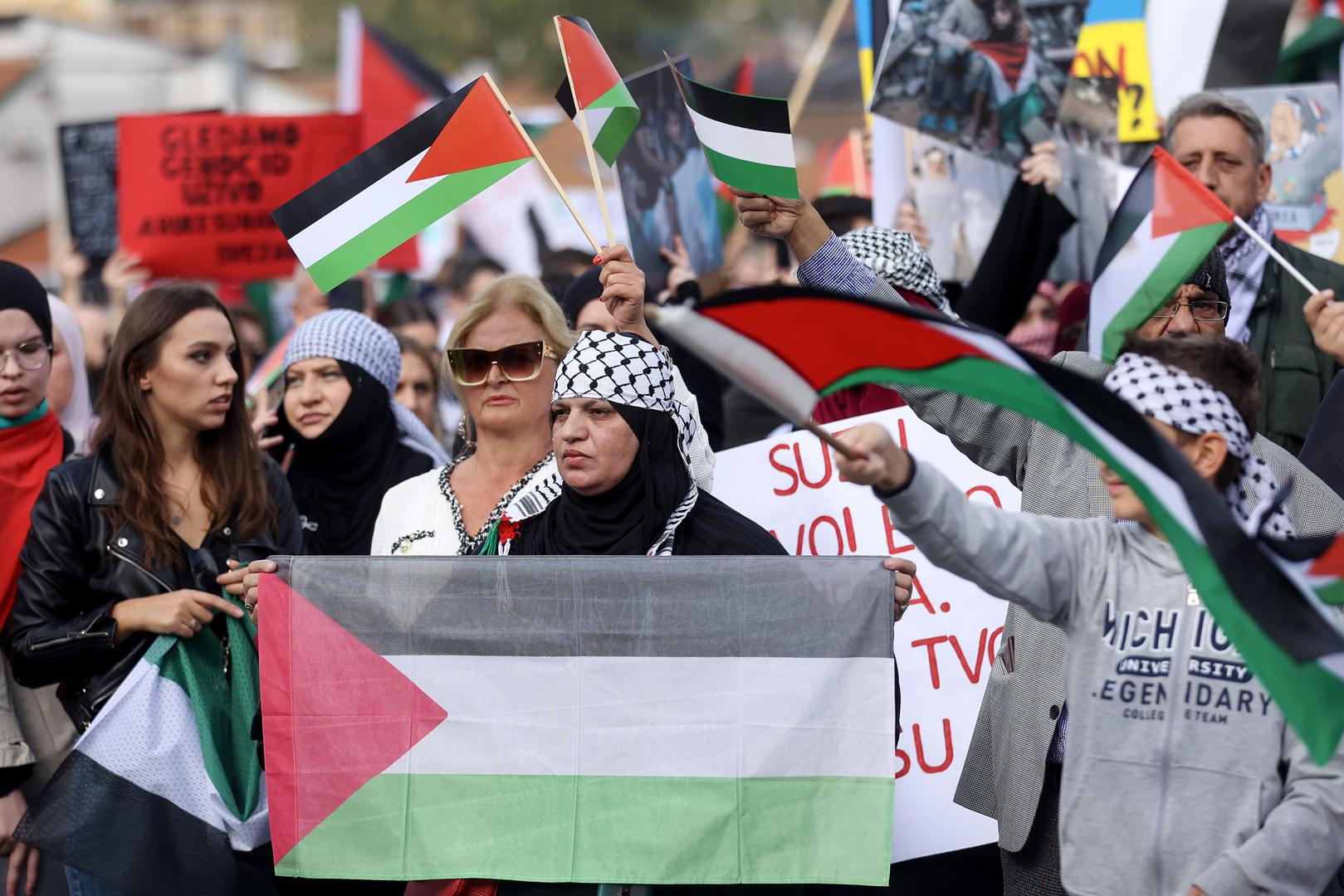 22.10.2023., Sarajevo, Bosna i Hercegovina - Prosvjed podrske Palestinskom narodu odrzan je u Sarajevu. Photo: Armin Durgut/PIXSELL