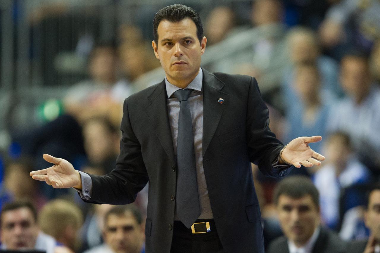 Moscow's head coach Dimitris Itoudis reacts during the Euroleague Basketball match between ZSKA Moscow and Alba Berlin at 02 Arena in Berlin, Germany, 17 October 2014. Alba lost with 68-84. Photo: Lukas Schulze/dpa/DPA/PIXSELL