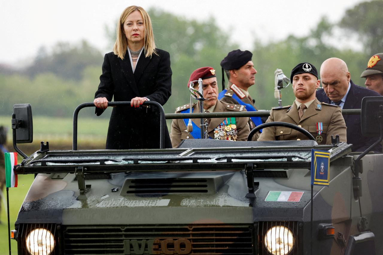 FILE PHOTO: Italy's PM Giorgia Meloni attends a ceremony to mark the 163rd anniversary of the Italian Army