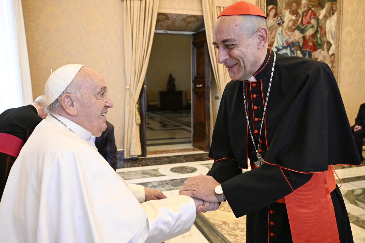 Pope Francis meets Argentinian Cardinal Victor Manuel Fernandez, Prefect of the Dicastery for the Doctrine of the Faith at the Vatican on April 11, 2024.