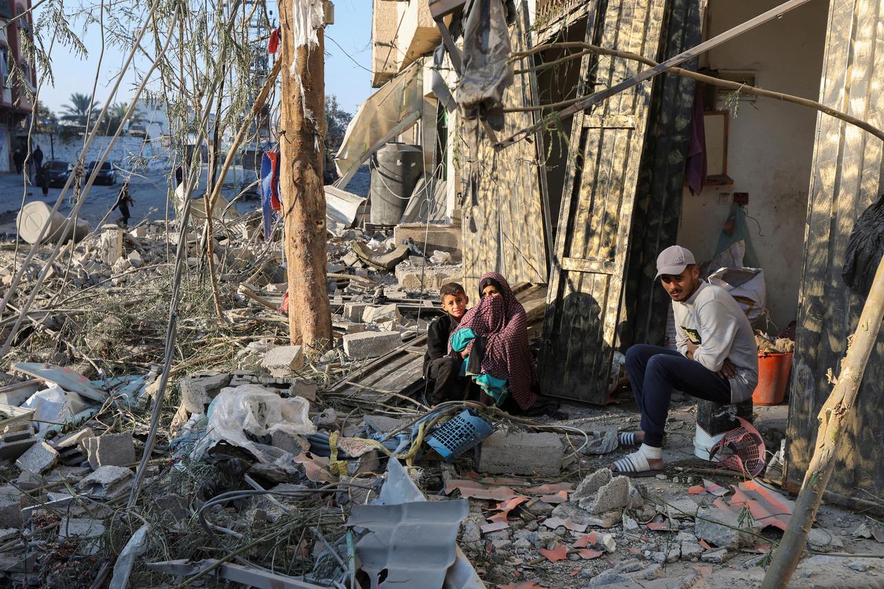 Aftermath of an Israeli strike on a house in Nuseirat in the central Gaza Strip