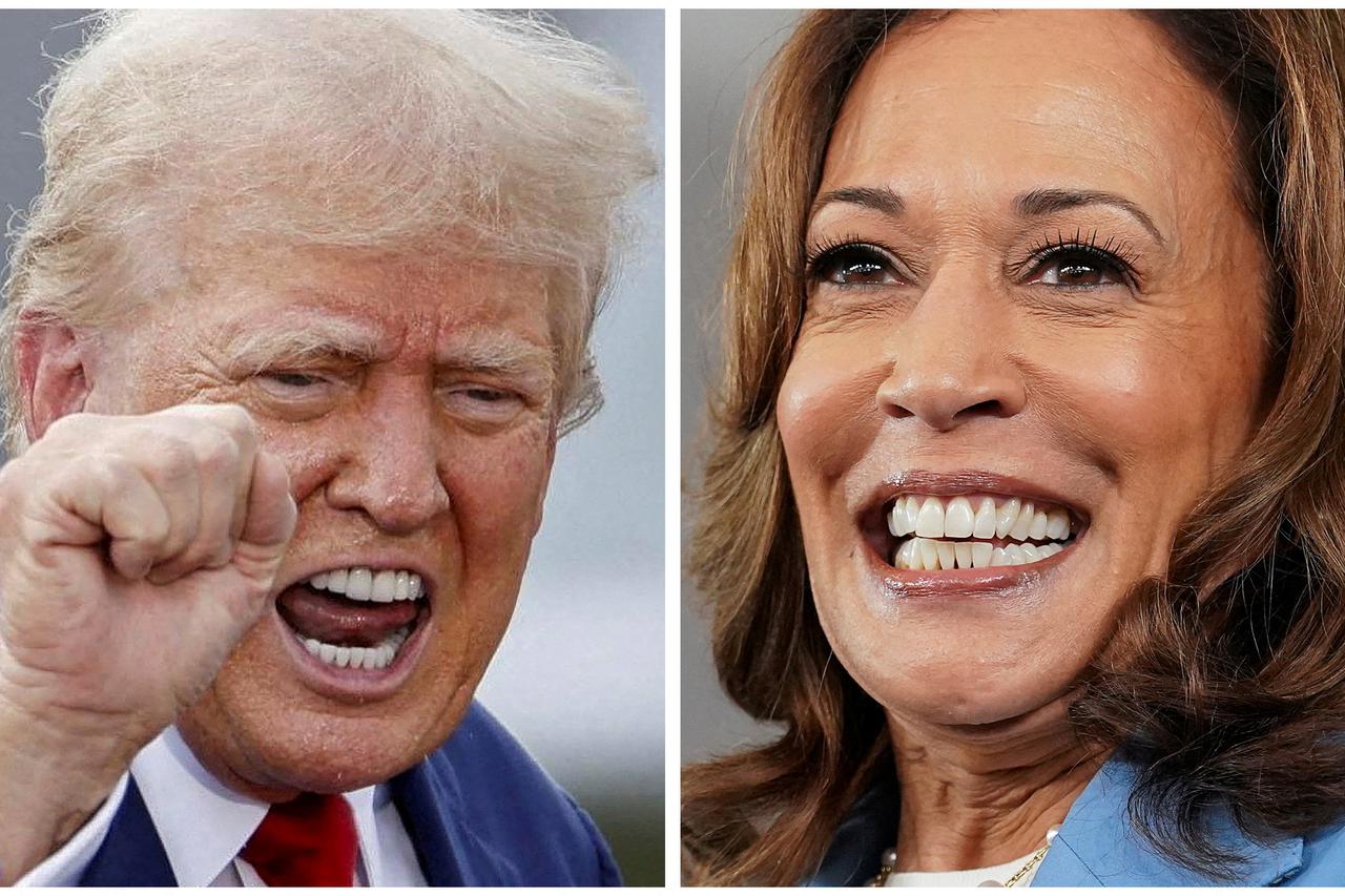 FILE PHOTO: Former U.S. President Donald Trump and U.S. Vice President Kamala Harris combo photograph