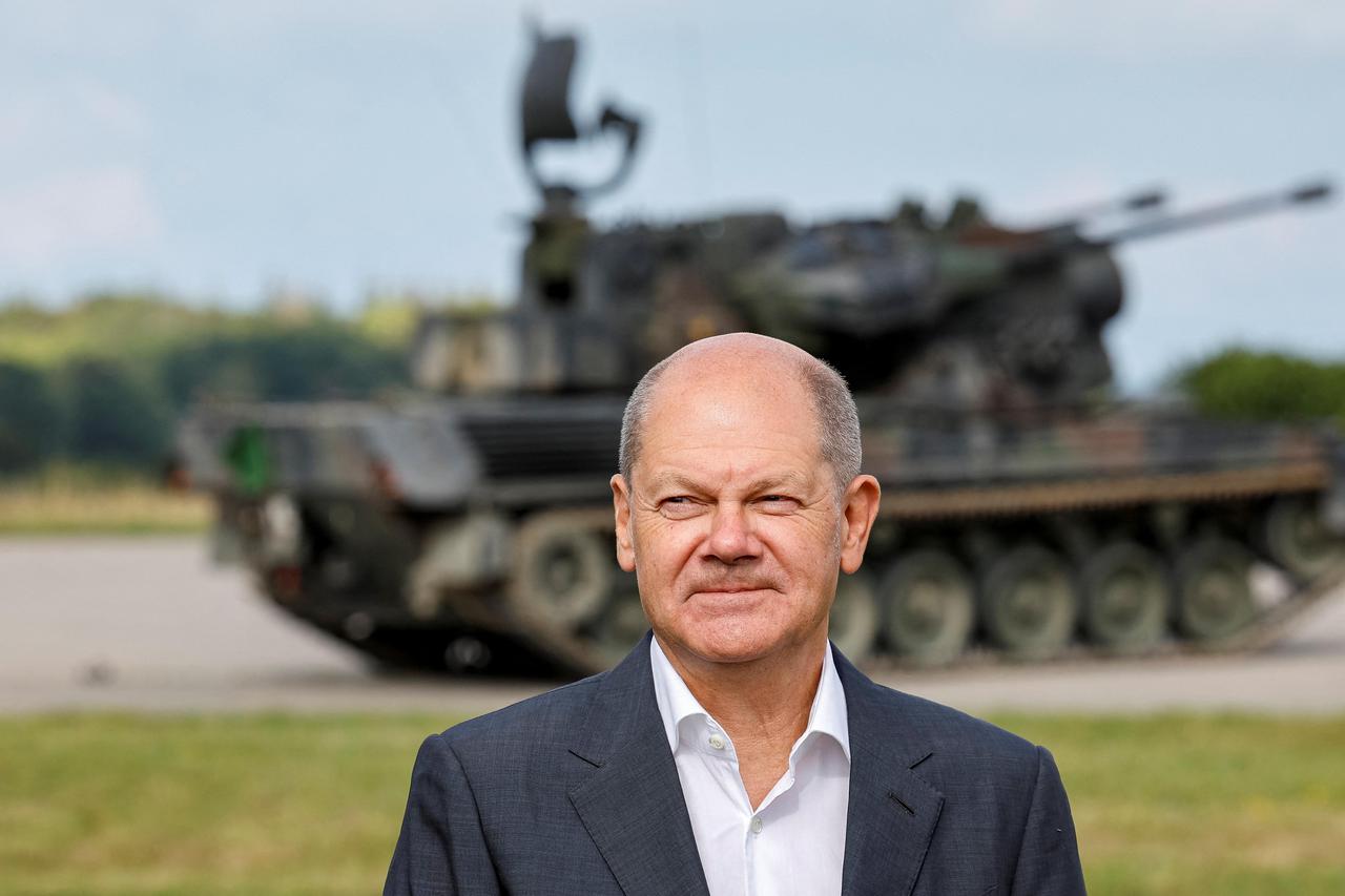 German Chancellor Olaf Scholz visit of the training program for Ukrainian soldiers on the Gepard anti-aircraft tank in Putlos near Oldenburg