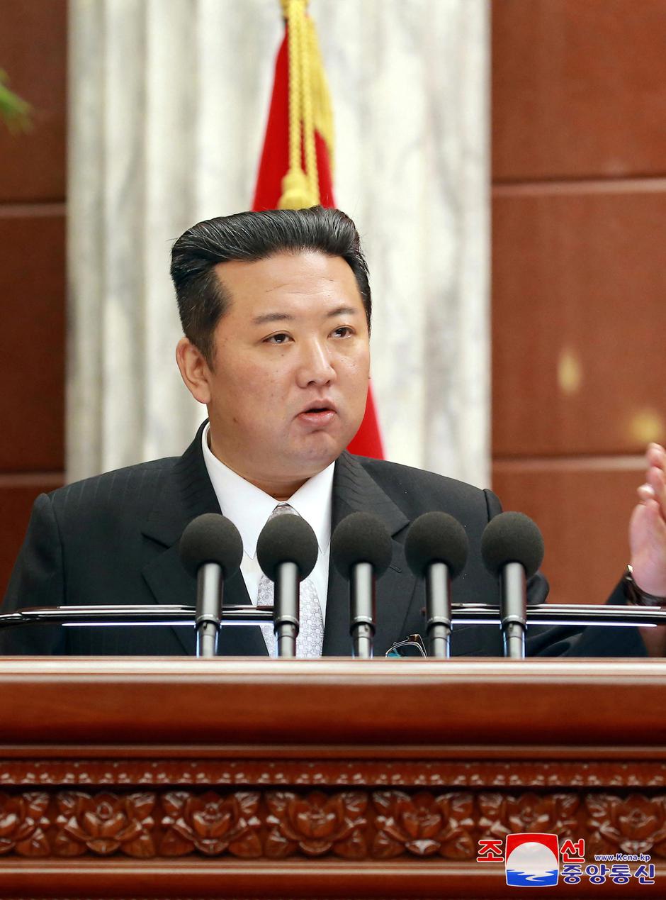 North Korean leader Kim Jong Un attends a plenary meeting of the North Korean party Central Committee