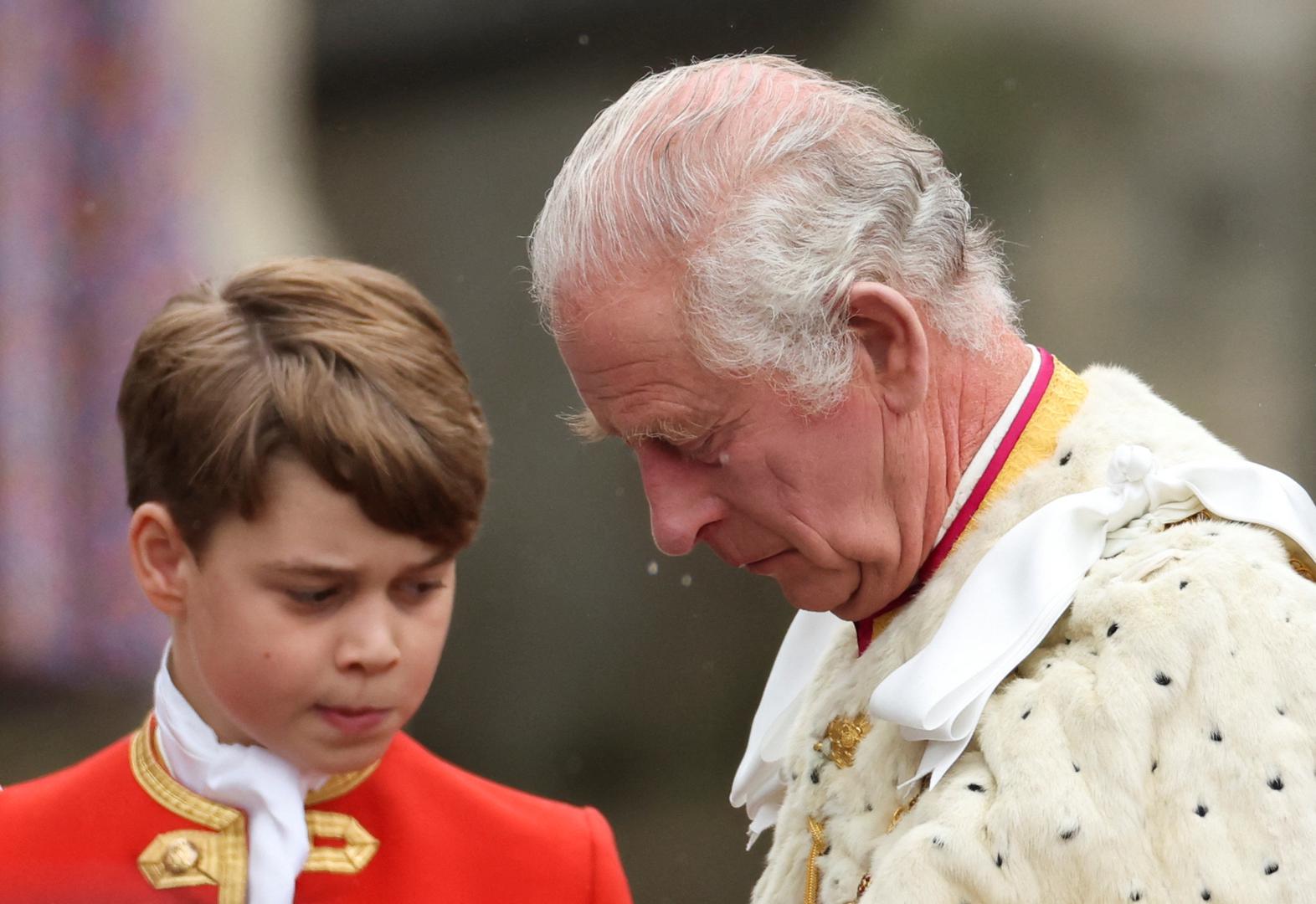 Britain's King Charles and Prince George stand during the coronation ceremony at Westminster Abbey, in London, Britain May 6, 2023. REUTERS/Henry Nicholls Photo: Henry Nicholls/REUTERS