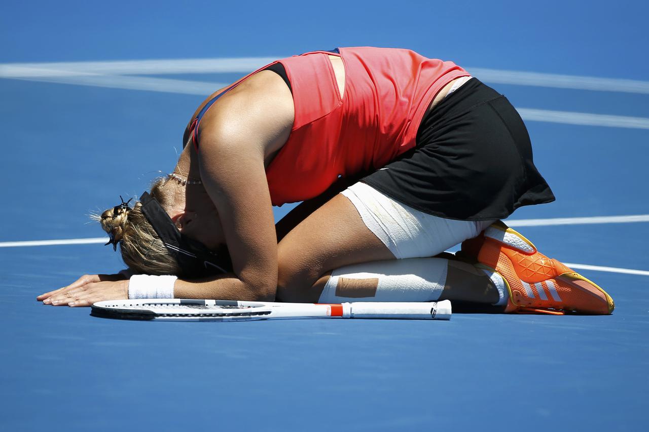 Tennis - Australian Open - Melbourne Park, Melbourne, Australia - 25/1/17 Croatia's Mirjana Lucic-Baroni celebrates winning her Women's singles quarter-final match against Czech Republic's Karolina Pliskova. REUTERS/Issei Kato TPX IMAGES OF THE DAY