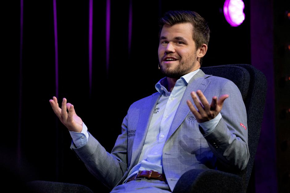 FILE PHOTO: Norwegian chess player Magnus Carlsen participates at the Energy Denmark Champions Battle 2019 in Circus Building, Copenhagen