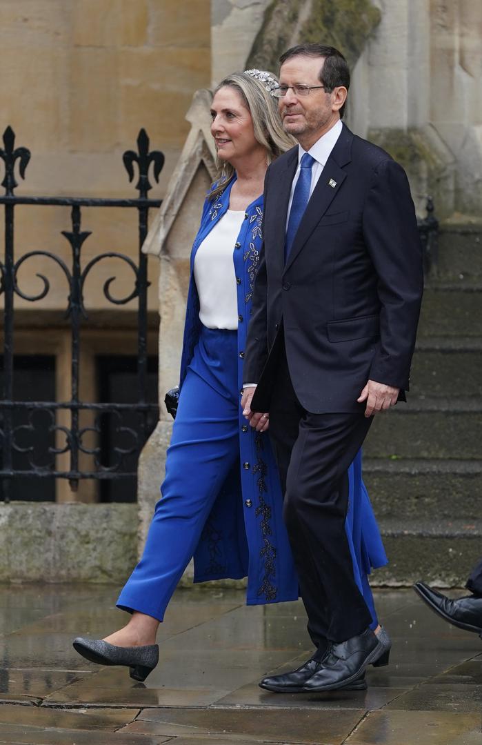 The President of Israel, Isaac Herzog and his wife Michal arriving at Westminster Abbey, London, ahead of the coronation of King Charles III and Queen Camilla on Saturday. Picture date: Saturday May 6, 2023. Photo: Joe Giddens/PRESS ASSOCIATION