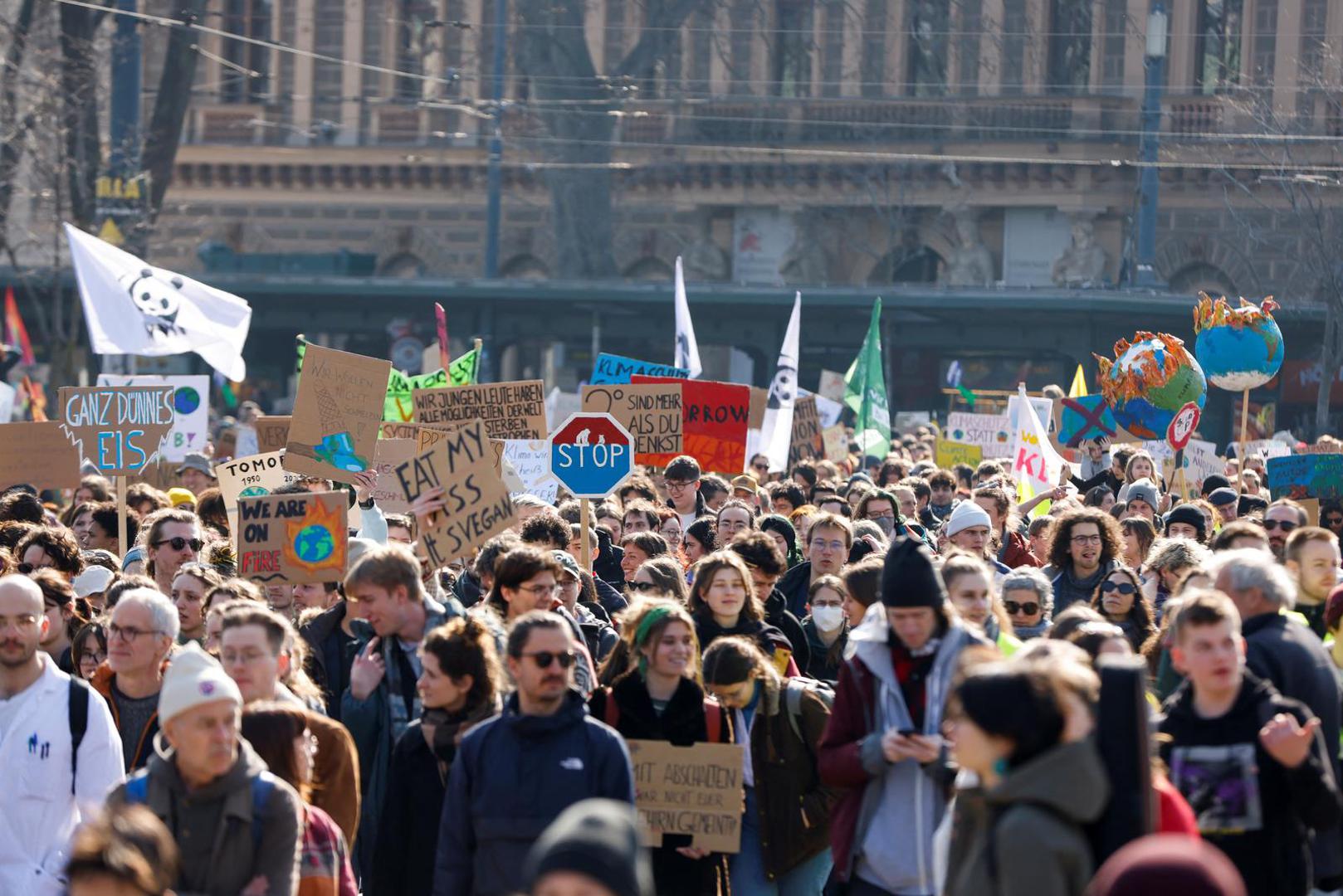 People attend a protest as part of the Global Climate Strike of the movement 'Fridays for Future', in Vienna, Austria March 3, 2023. REUTERS/Leonhard Foeger Photo: LEONHARD FOEGER/REUTERS