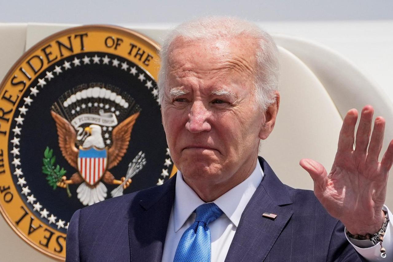 U.S. President Joe Biden disembarks Air Force One at Joint Base Andrews