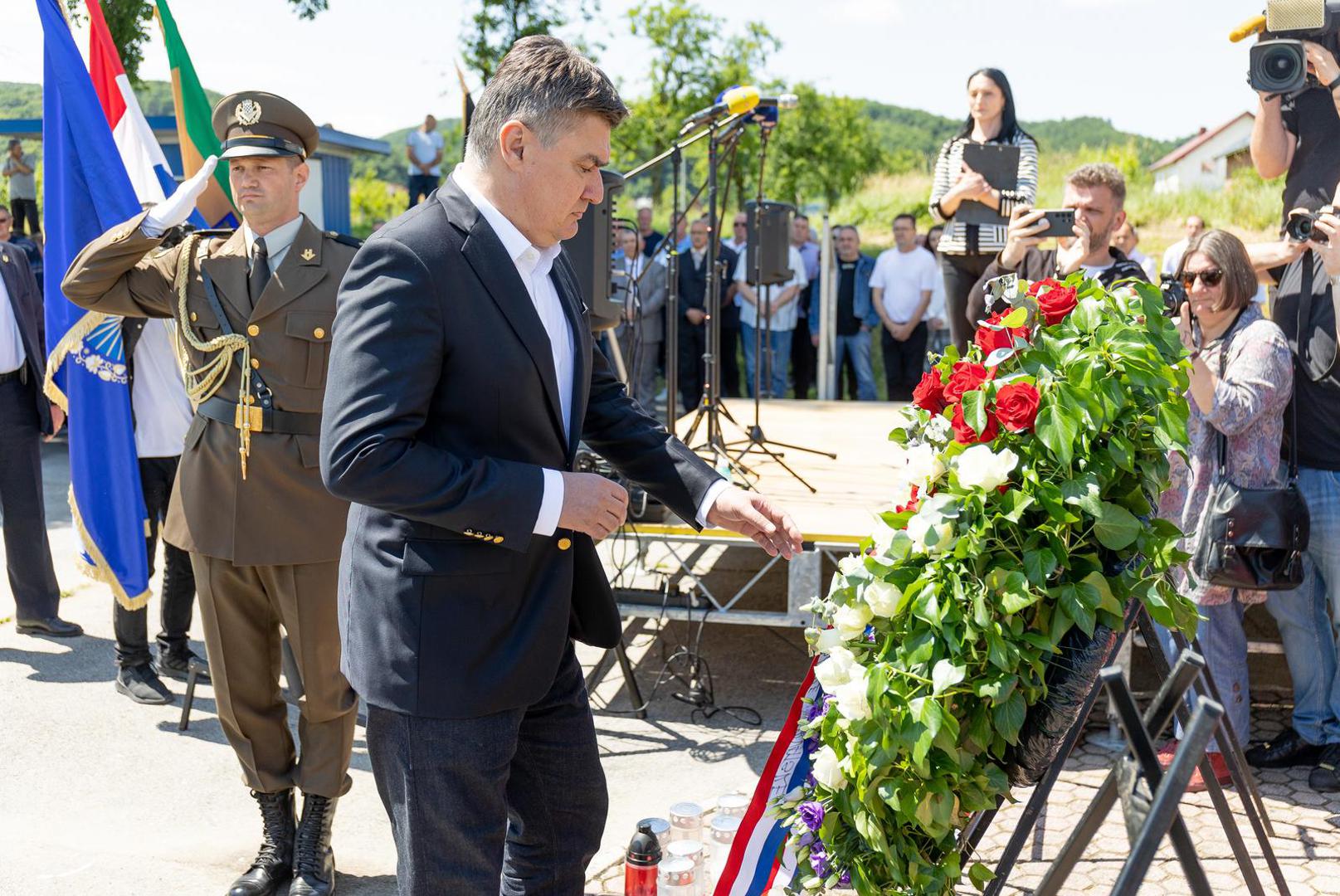 13.06.2022., Pozega - Predsjednik Republike i vrhovni zapovjednik Oruzanih snaga Republike Hrvatske sudjelova je na obiljezavanju 32. obljetnice ustrojavanja 63. „A“ samostalne gardijske bojne Zbora narodne garde Pozege i Dana hrvatskih branitelja grada Pozege. Tim povodom Predsjednik Republike urucio je odlikovanja pripadnicima 63. „A“ samostalne gardijske bojne ZNG-a . Photo: Davor Javorovic/PIXSELL