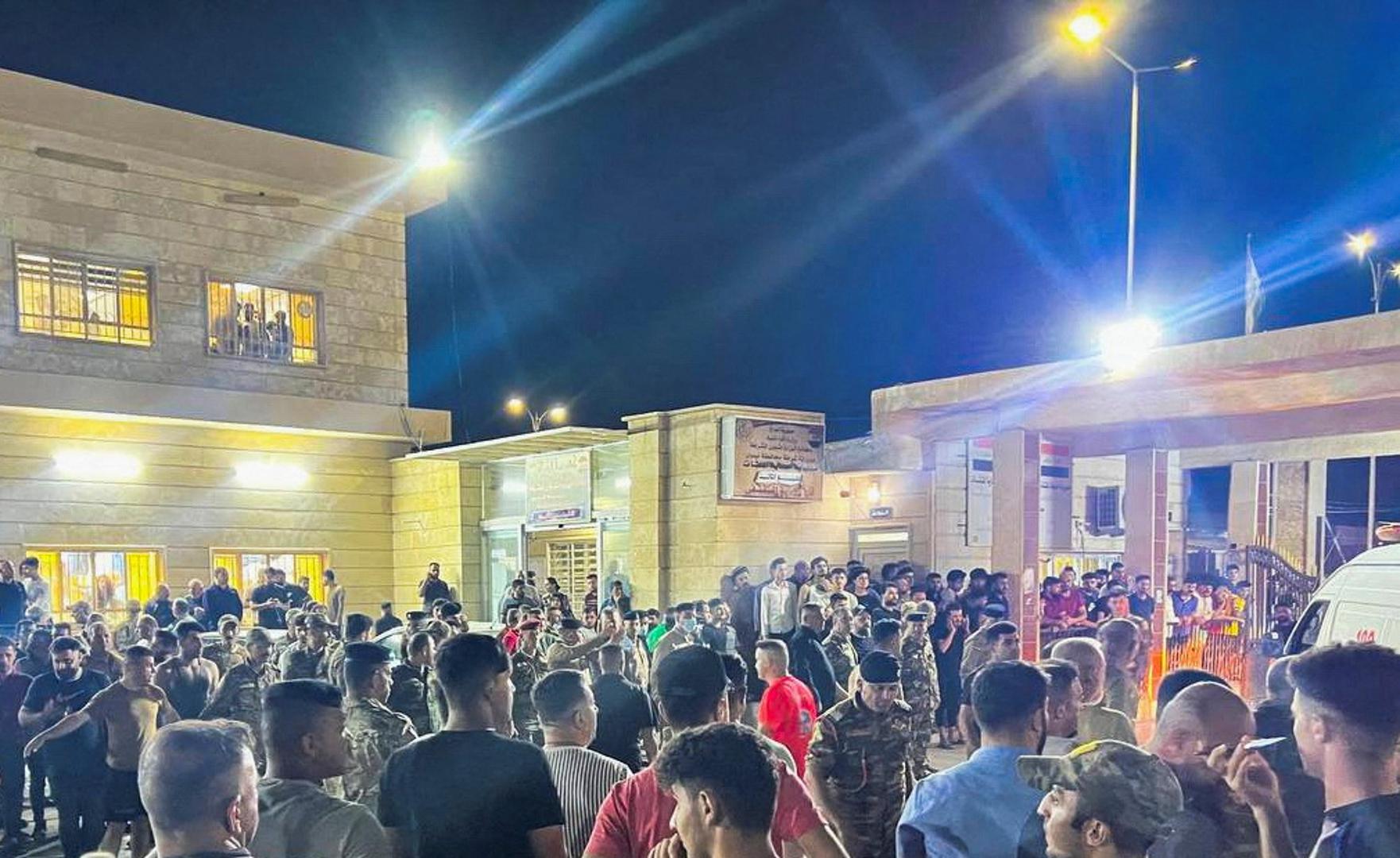 Security forces and emergency responders among others gather at a hospital following a fatal fire at a wedding celebration, in the district of Hamdaniya in Iraq's Nineveh province, Iraq, September 27, 2023. REUTERS/Abdullah Rashid Photo: ABDULLAH RASHID/REUTERS