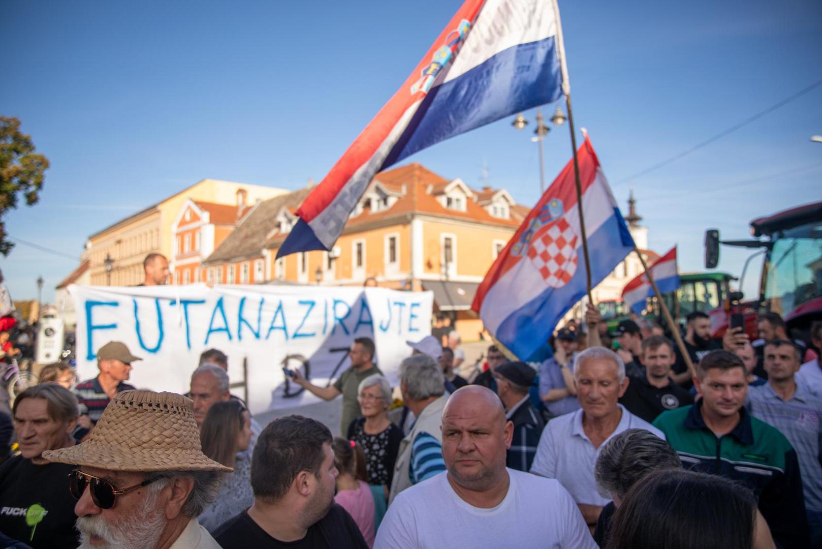 29.10.2023., Vinkovci - Prosvjed svinjogojaca u Vinkovcima zbog africke svinjske kuge. Photo: Borna Jaksic/PIXSELL