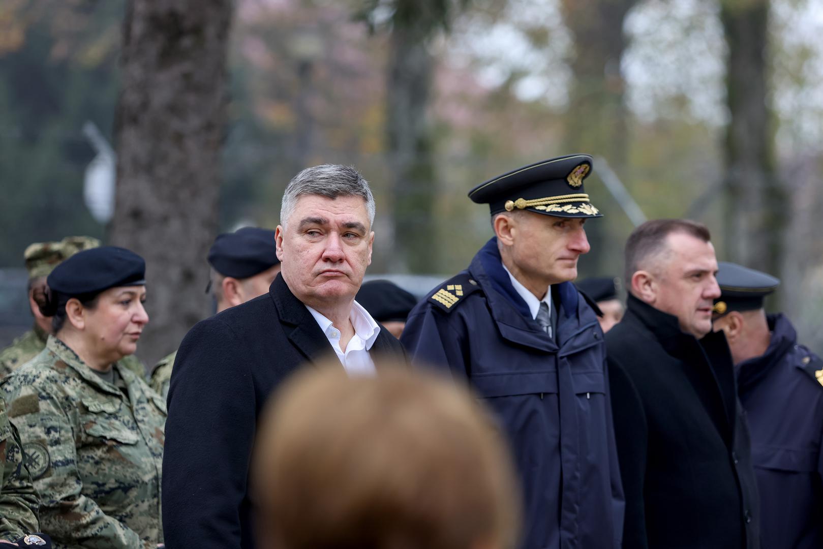 08.11.2024., Gospic - Predsjednik Republike i vrhovni zapovjednik Oruzanih snaga Republike Hrvatske Zoran Milanovic sudjelovao je na obiljezavanju 32. obljetnice ustrojavanja 9. gardijske brigade „Vukovi“ i Dana Motorizirane bojne „Vukovi“ Gardijske mehanizirane brigade Photo: Sime Zelic/PIXSELL