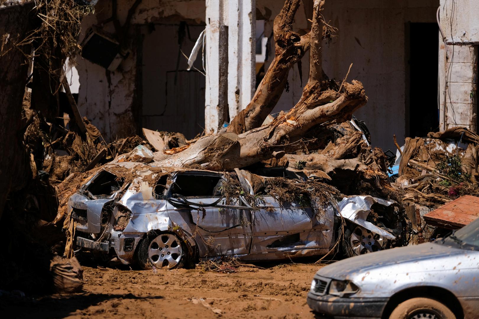 A view shows damaged cars, after a powerful storm and heavy rainfall hit Libya, in Derna, Libya September 13, 2023. REUTERS/Esam Omran Al-Fetori Photo: ESAM OMRAN AL-FETORI/REUTERS