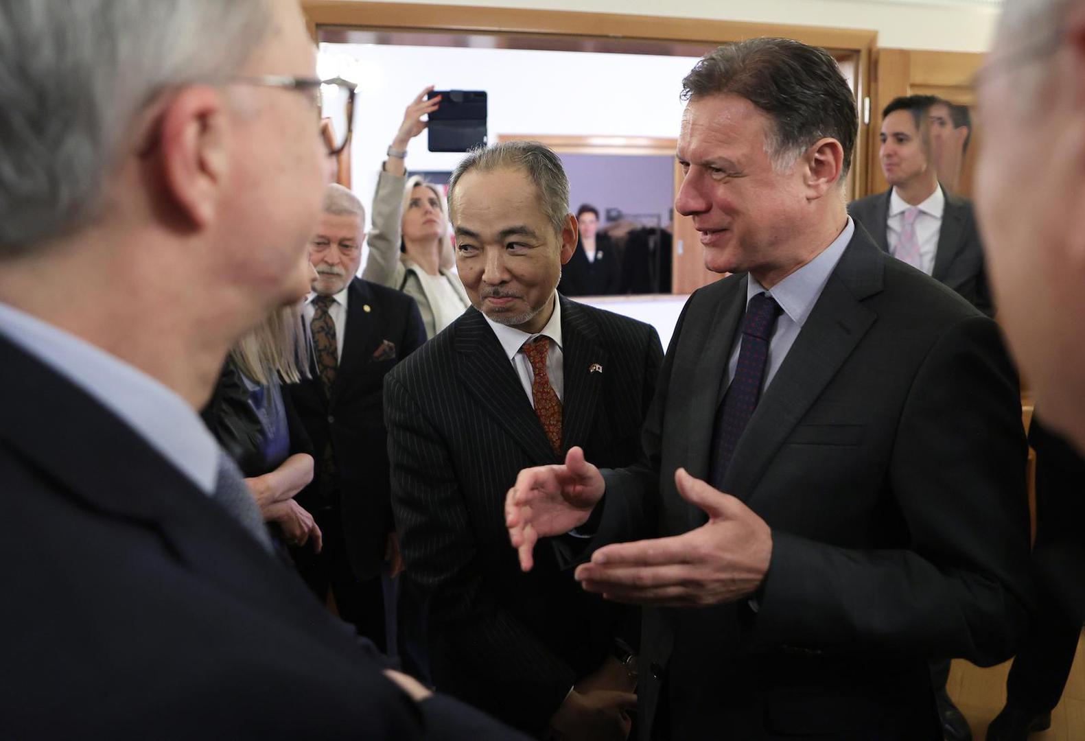 17.04.2023., Zagreb - Potpredsjednik Hrvatskoga sabora akademik Zeljko Reiner prima "Odlicje Reda izlazeceg sunca prve klase s lentom" u rezidenciji japanskog veleposlanika. Photo: Marko Prpic/PIXSELL