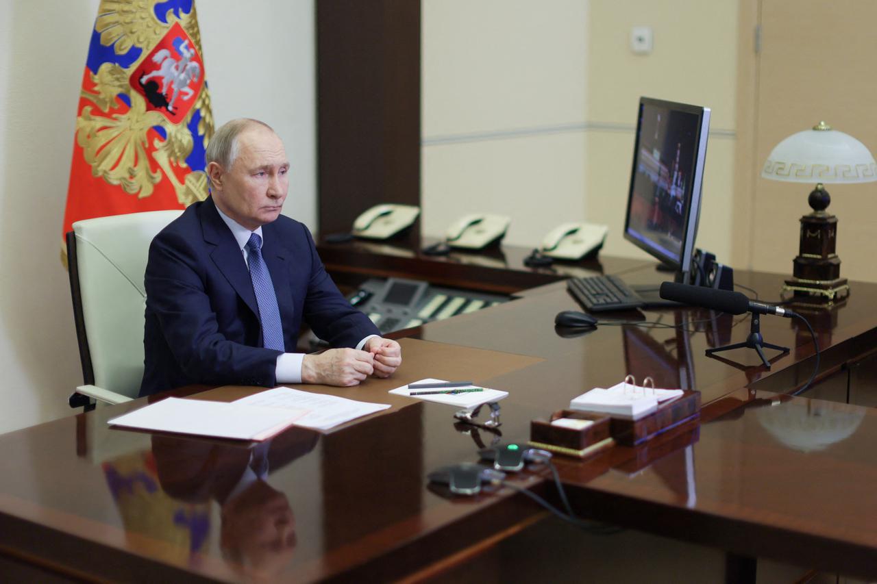 Russian President Putin chairs a Security Council of Russia meeting outside Moscow