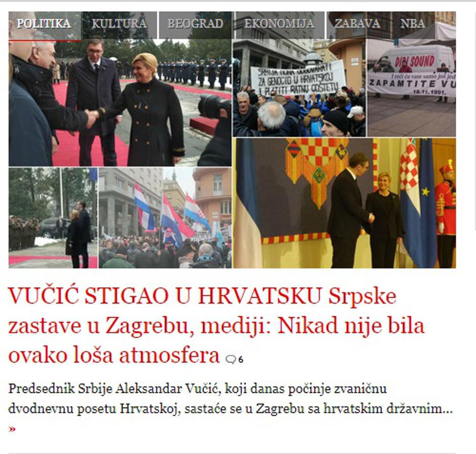 Srbijnanski mediji o Vučićevom posjetu Hrvatskoj