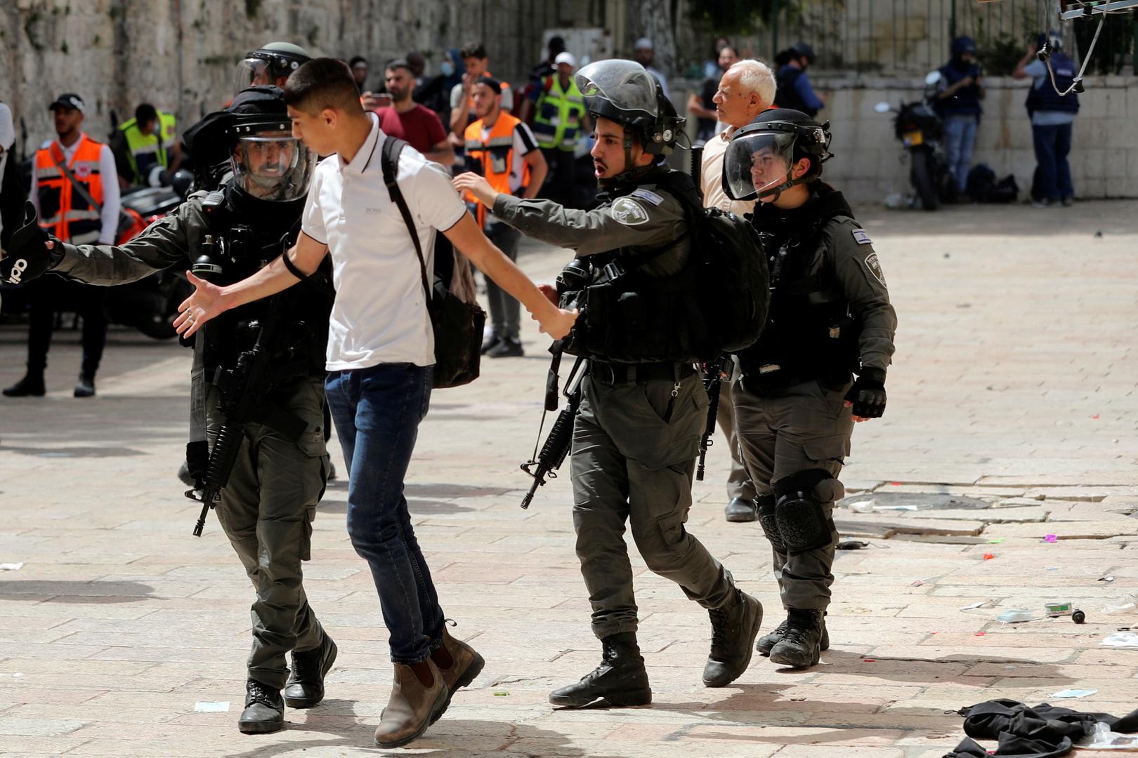 Israeli police clash with Palestinians at the compound that houses Al-Aqsa Mosque in Jerusalem Israeli police detain a Palestinian during clashes at the compound that houses Al-Aqsa Mosque, known to Muslims as Noble Sanctuary and to Jews as Temple Mount, in Jerusalem's Old City, May 10, 2021. REUTERS/Ammar Awad AMMAR AWAD