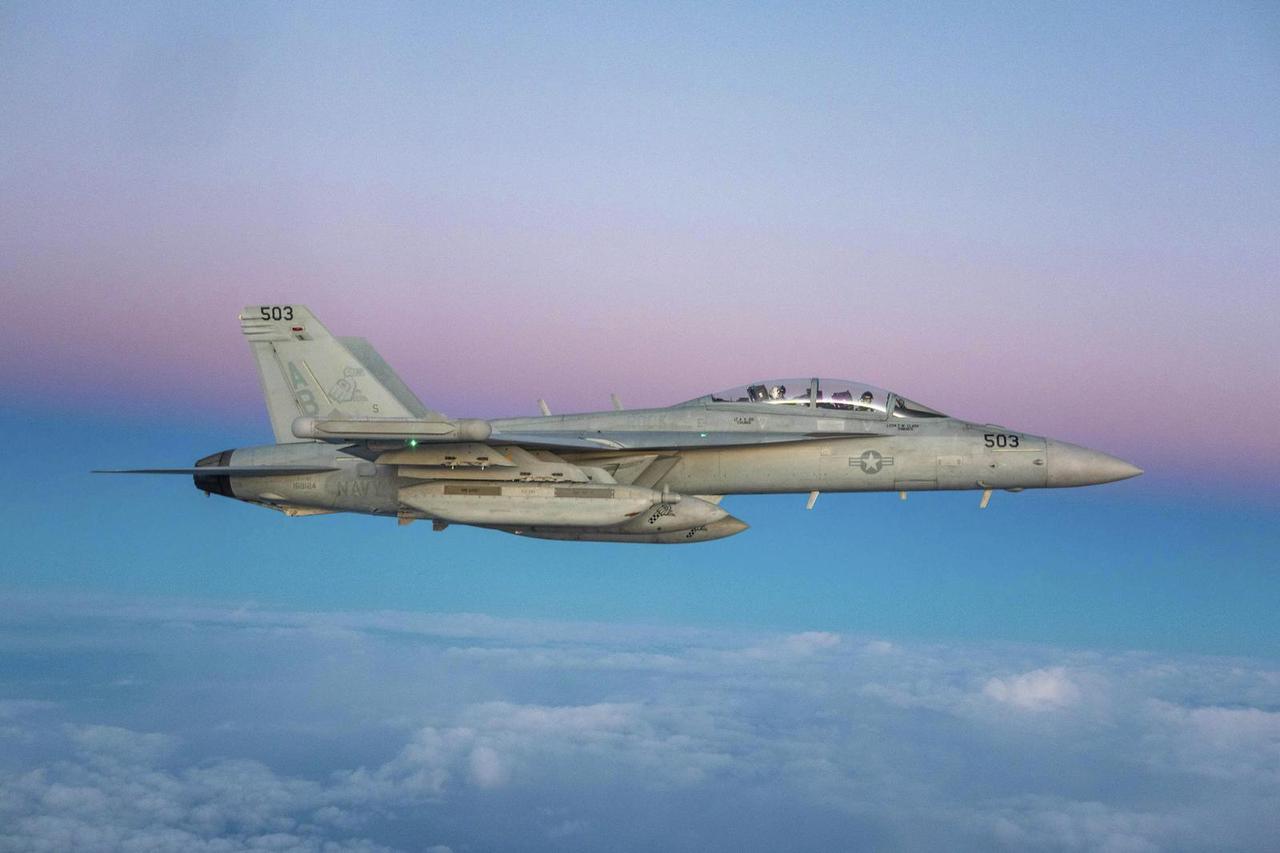 EA-18G Growler in Flight over the Aegean Sea