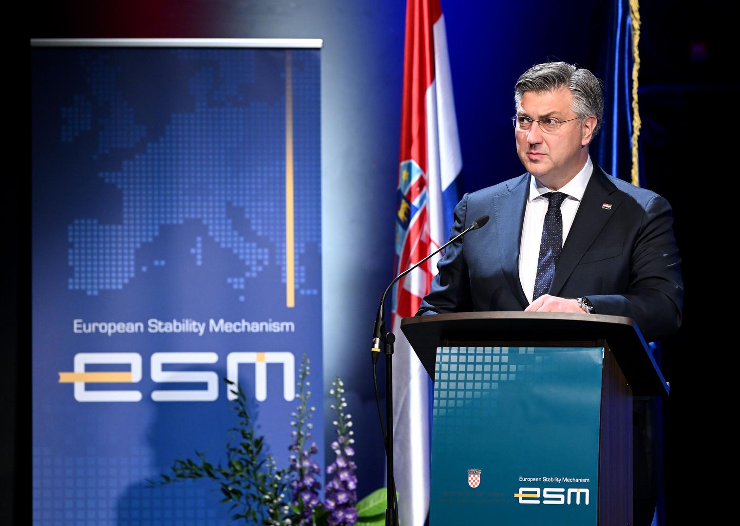 22.05.2023., Zagreb - U koncertnoj dvorani Vatroslav Lisinski predsjednik Vlade Andrej Plenkovic otvorio je konferenciju Ulazak Hrvatske u Europski stabilizacijski mehanizam kao 20. clanica. Andrej Plenkovic Photo: Marko Lukunic/PIXSELL