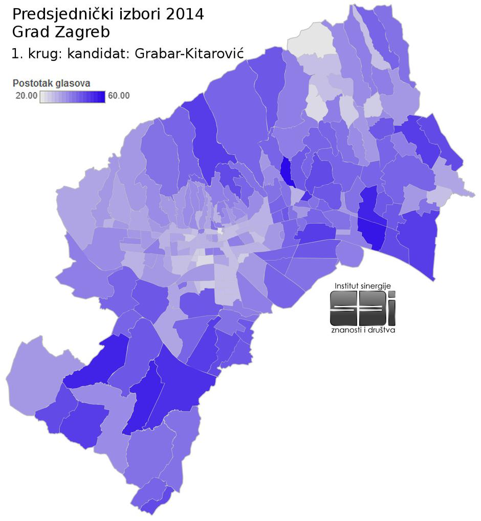 izborni rezultati, mapa Zagreba