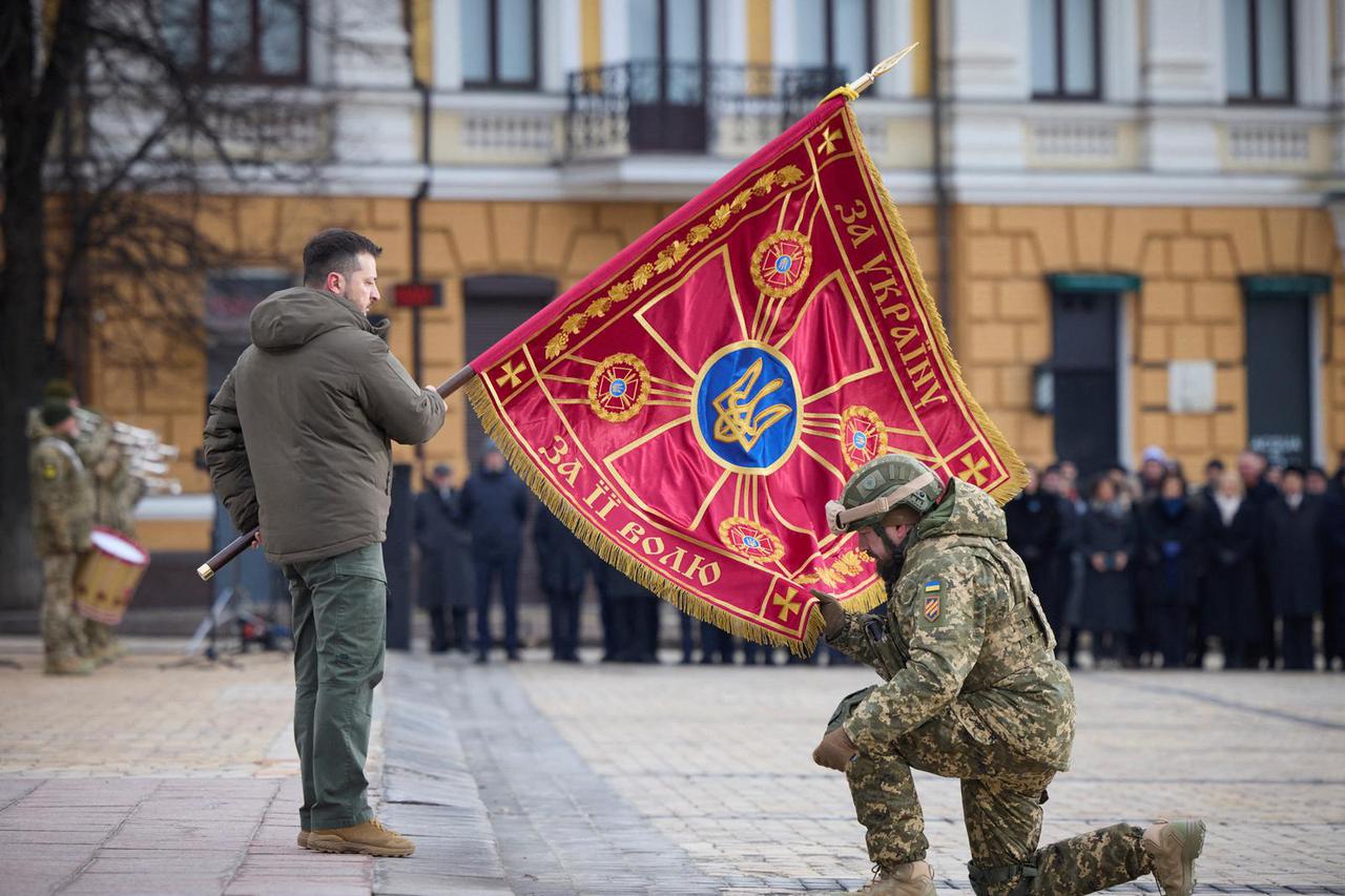 Ukraine's President Zelenskiy attends a ceremony dedicated to the first anniversary of the Russian invasion of Ukraine in Kyiv