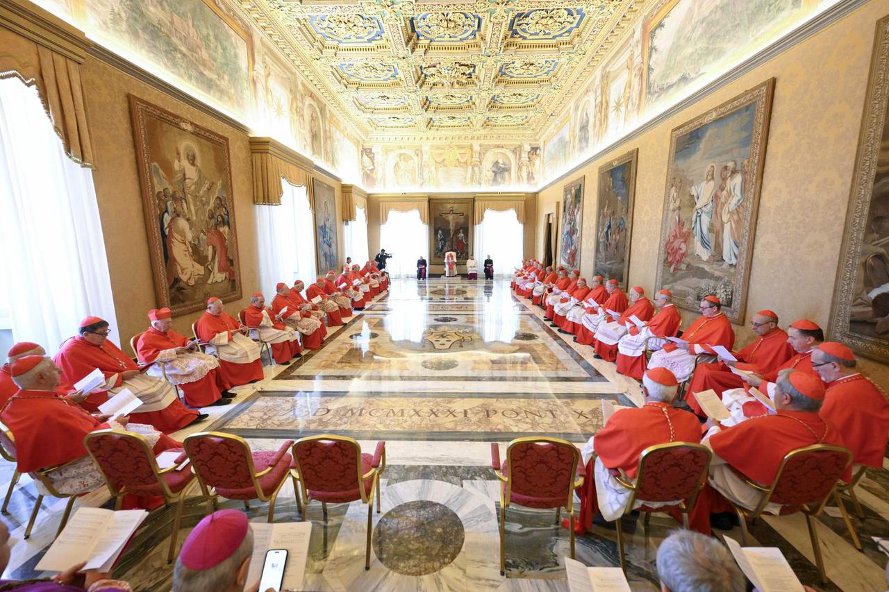 ITALY -POPE FRANCIS DURING THE CELEBRATION OF THE THIRD HOUR AND THE ORDINARY PUBLIC CONSISTORY FOR THE CANONIZATION OF THE BLESSEDS  IN THE VATICAN - 2024/7/1