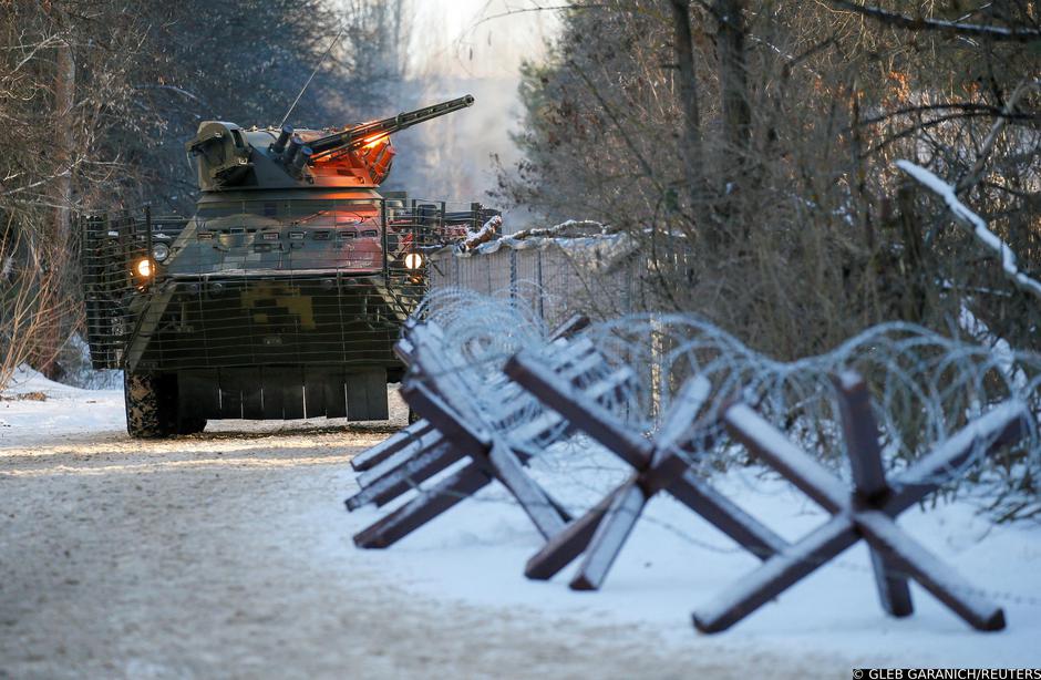 Ukrainian armed forces hold drills in the abandoned city of Pripyat