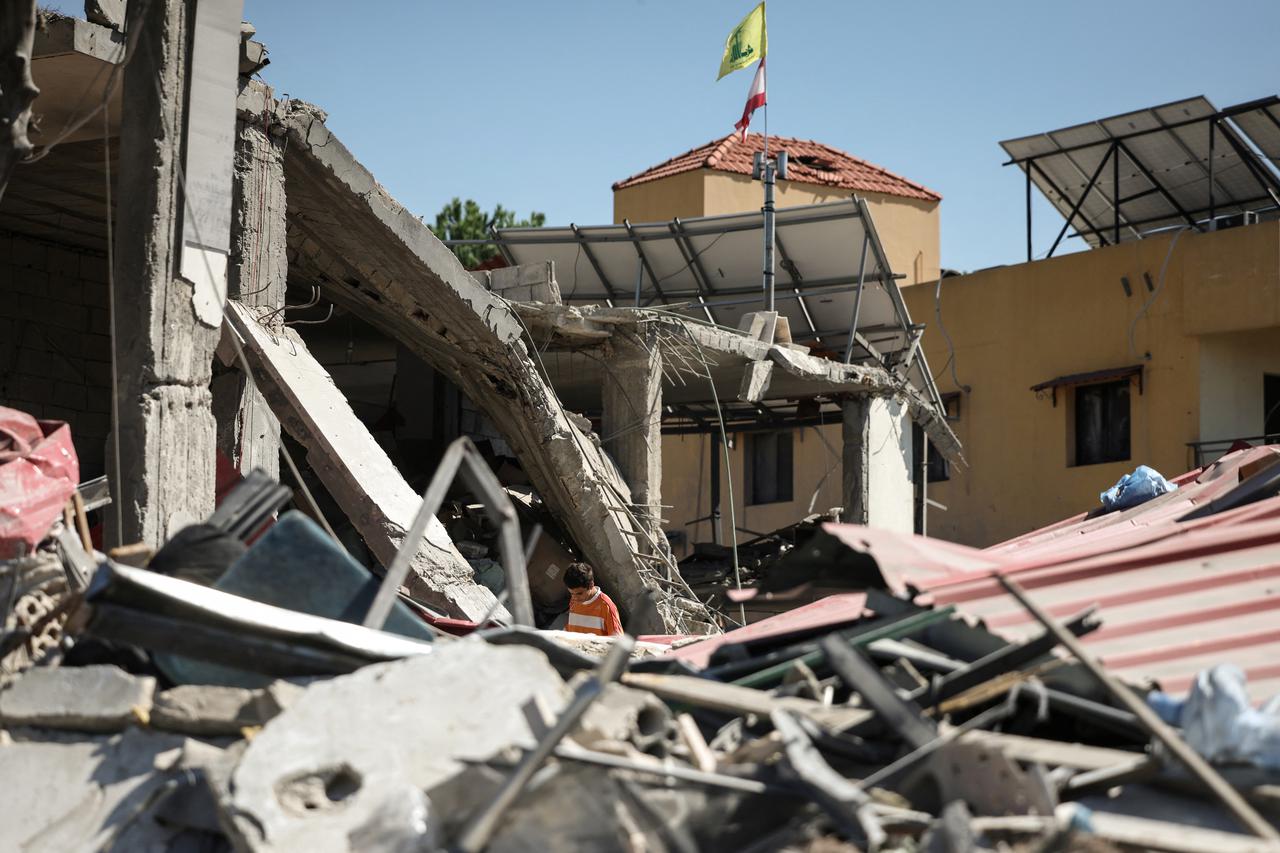 Aftermath of an Israeli strike on residential buildings in the Lebanese village Maaysrah, north of Beirut