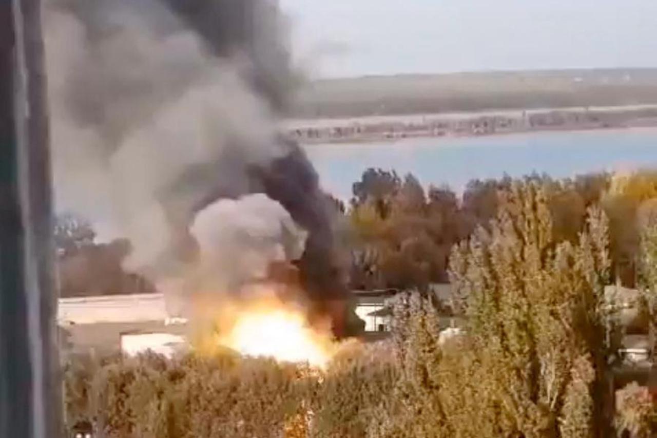 A view of a fire from an explosion in Kurchatov, Kursk region