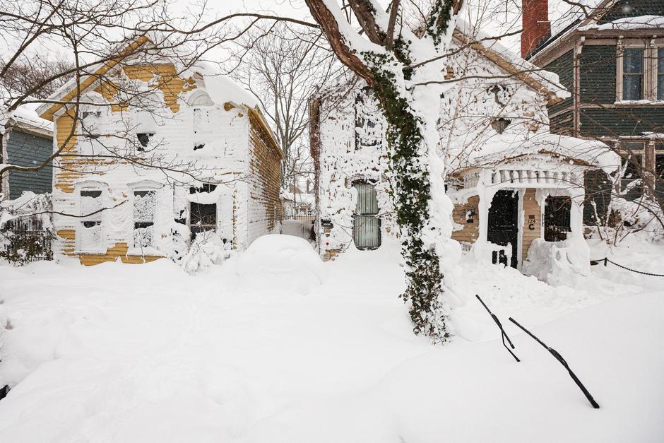 Damage following a winter storm in Buffalo