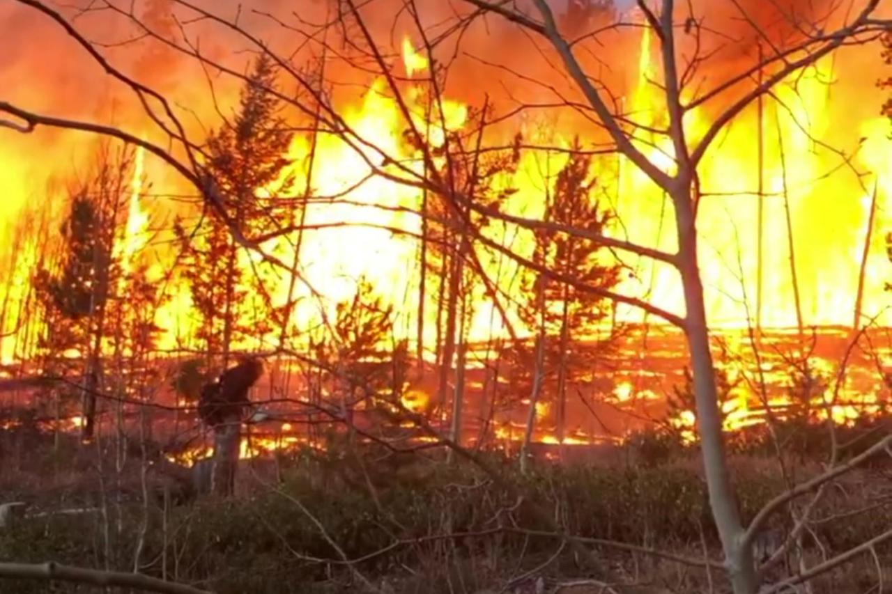 East Troublesome fire burns near Grandy, Colorado