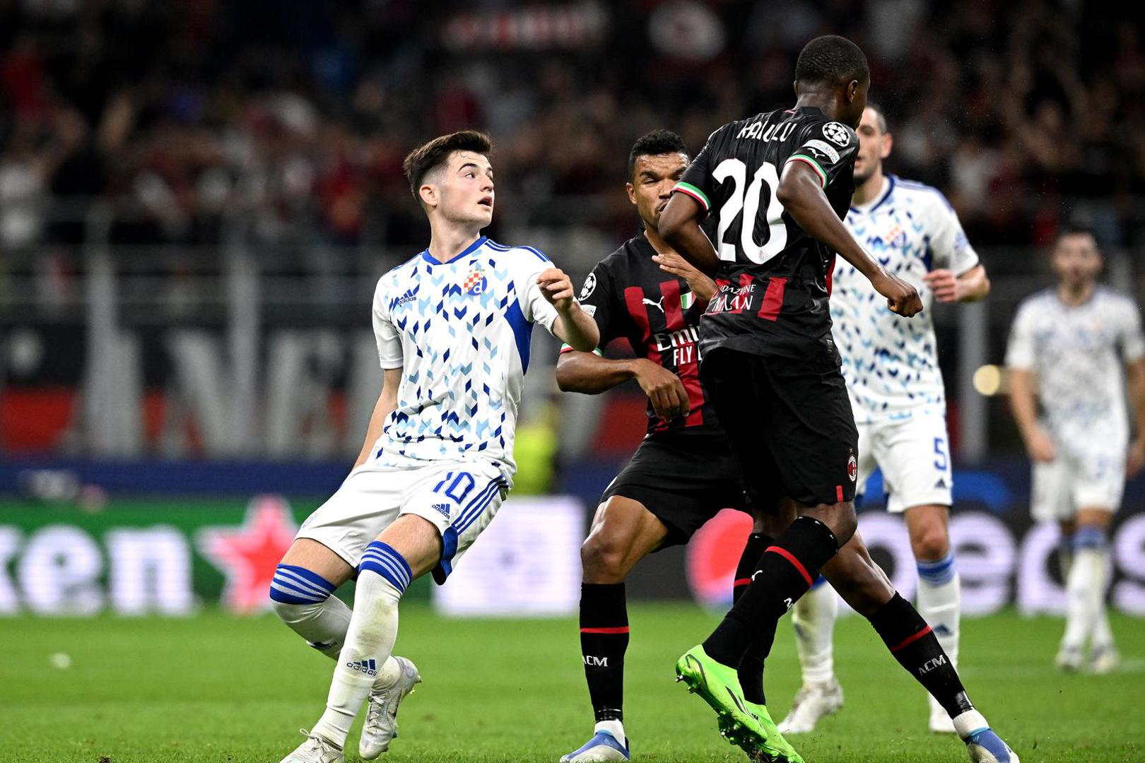 14.09.2022., stadion San Siro, Milano - UEFA Liga prvaka, 2. kolo, skupina E, AC Milan - GNK Dinamo. Martin Baturina Photo: Marko Lukunic/PIXSELL