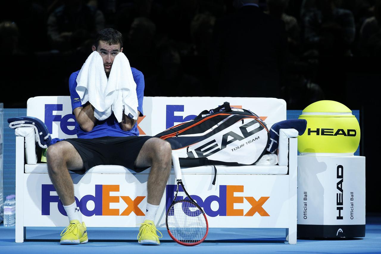 Tennis - Barclays ATP World Tour Finals - Day Four - O2 ArenaMarin Cilic reacts whilst competing against Tomas Berdych during the Barclays ATP World Tour Finals at The O2 Arena, London.Jonathan Brady Photo: Press Association/PIXSELL