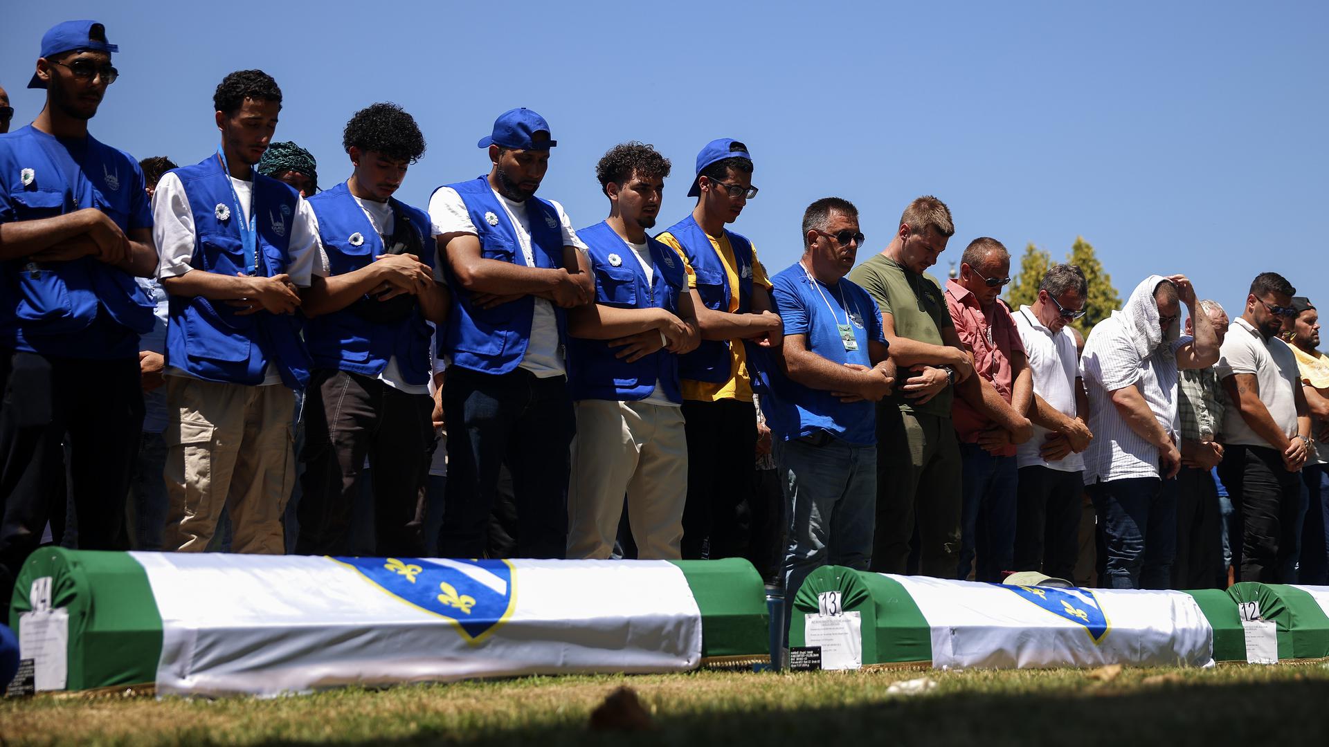 11.07.2024., Potocari, Bosna i Hercegovina - U Memorijalnom centru Srebrenica-Potocari obiljezena 29. godisnjica genocida nad Bosnjacima "Sigurne zone UN-a" Srebrenica, te je klanjana dzenaza i obavljen ukop za 14 nevinih zrtava genocida u Srebrenici. Photo: Armin Durgut/PIXSELL