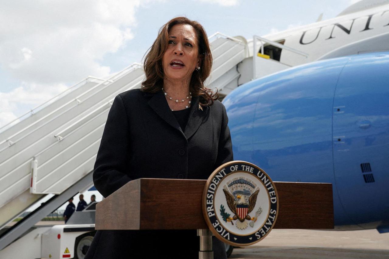 FILE PHOTO: U.S. Vice President Harris departs Houston